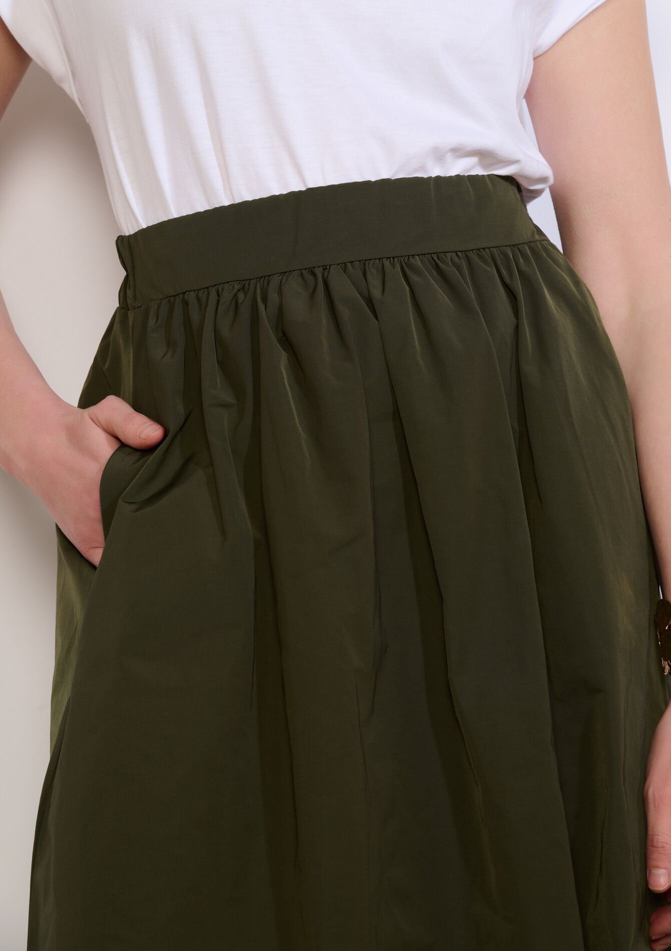 Jupe longue taille froncée - KHAKI DARKY - 07101488_4208