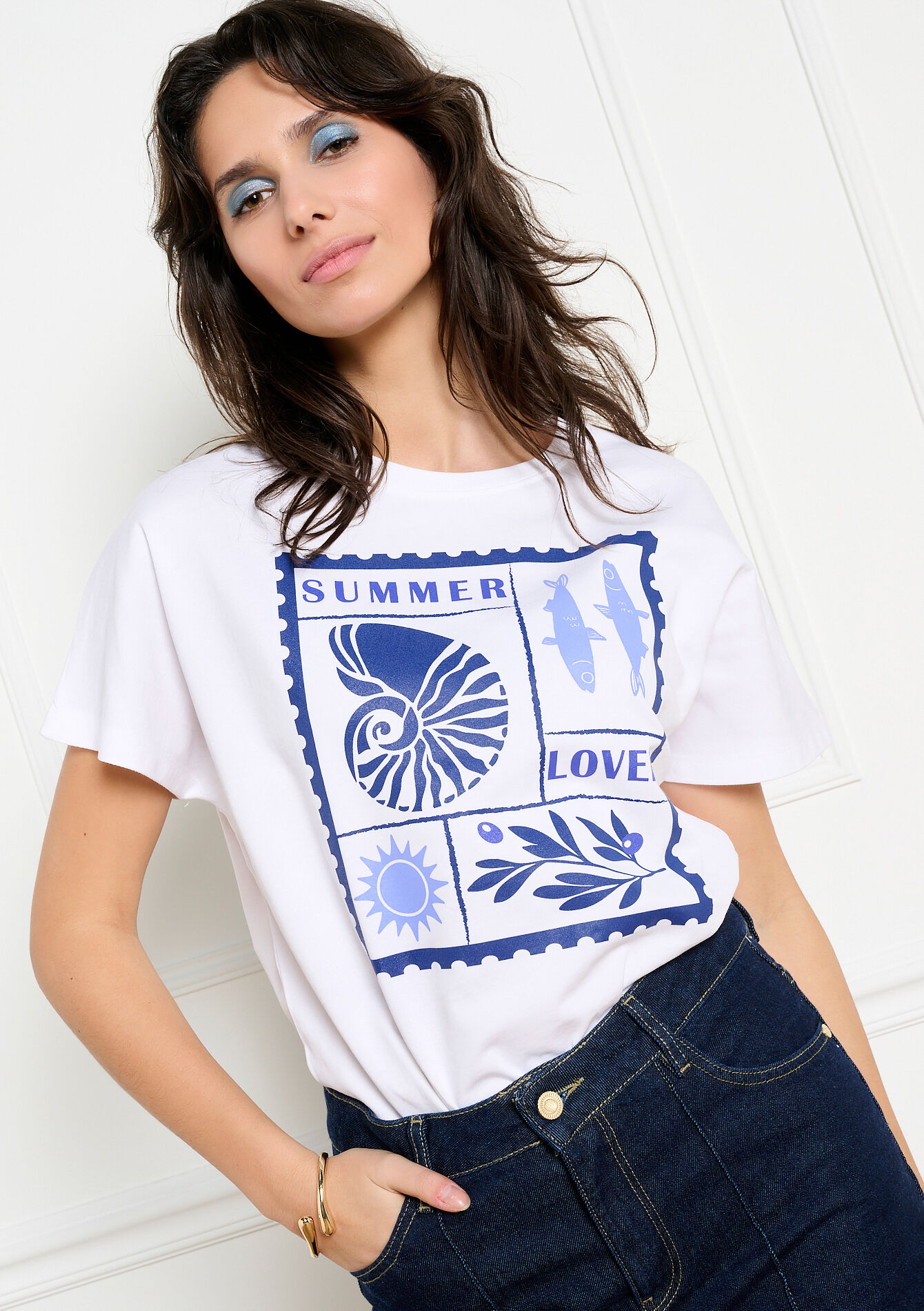 T-shirt met grafische print - OPTICAL WHITE - 02301955_1019