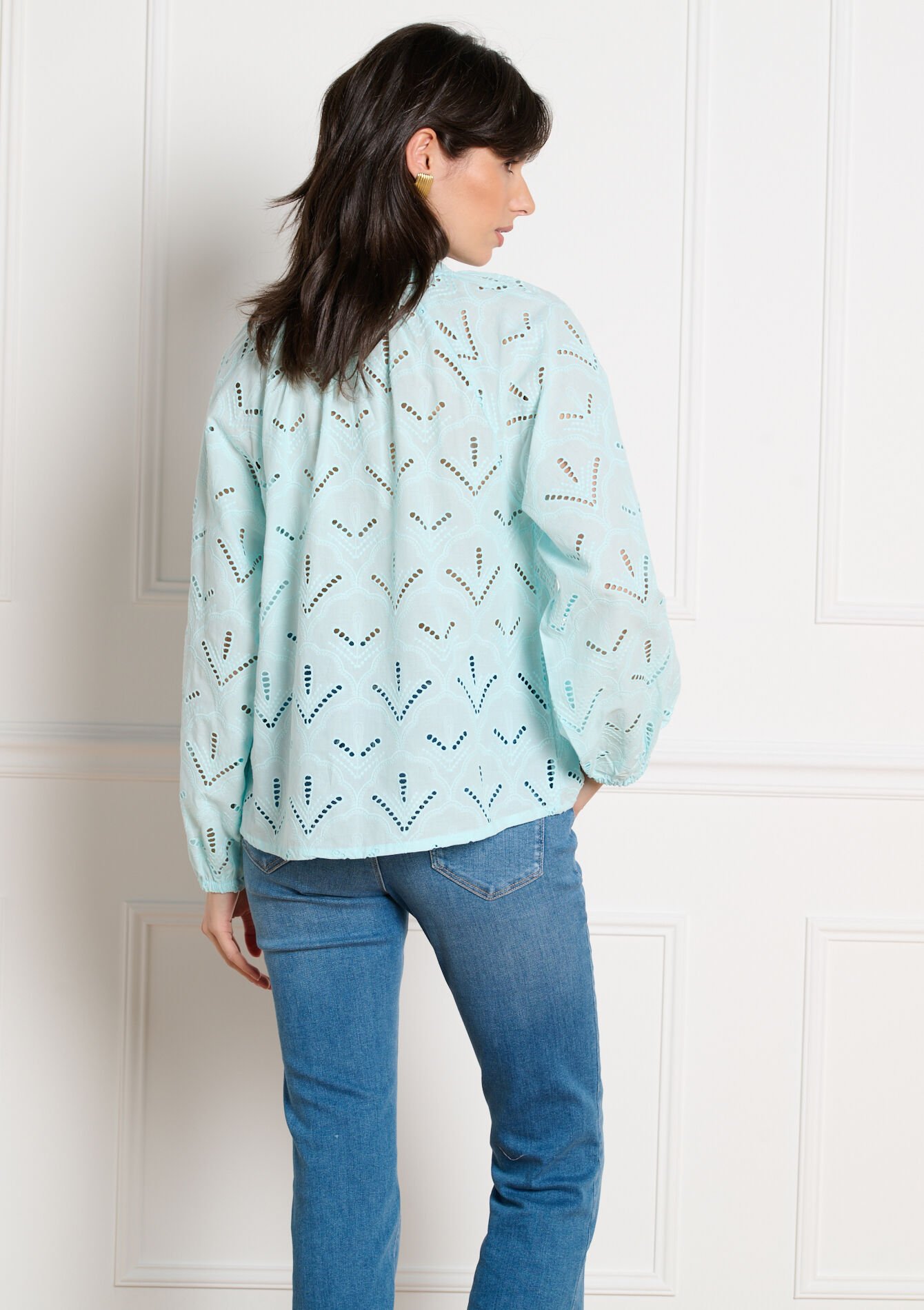 Luchtige blouse met ajourdetails - BLUE PASTEL - 05702959_3003