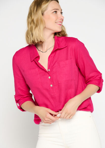 Linen blouse - FUCHSIA - 05702213_5626