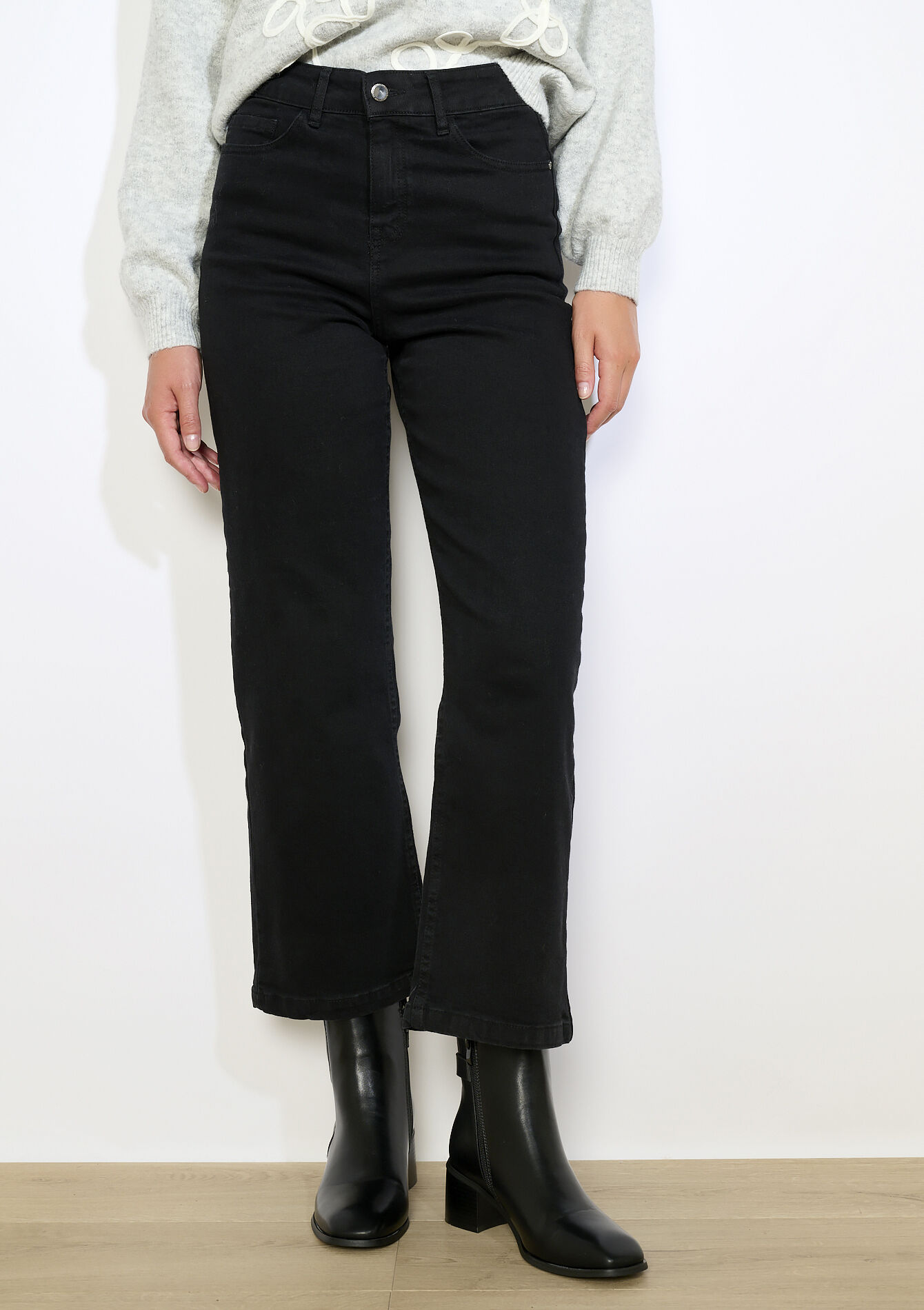 High waist wide jeans - BLACK - 22000624_1119