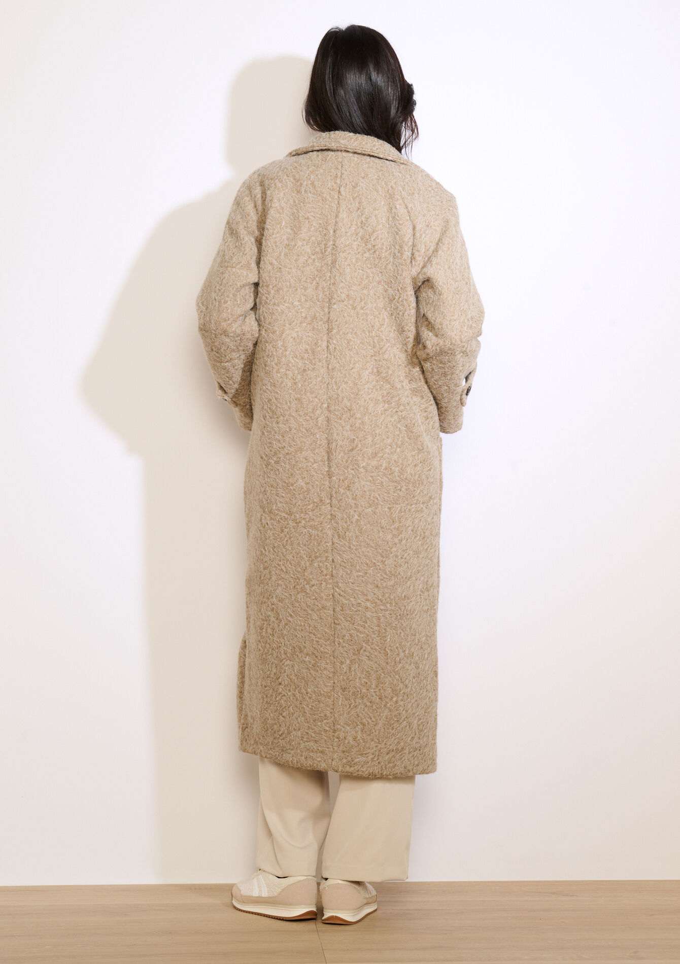 Lange jas met lusstructuur, Lange jas met lusstructuur - TAUPE - 23000807_1021