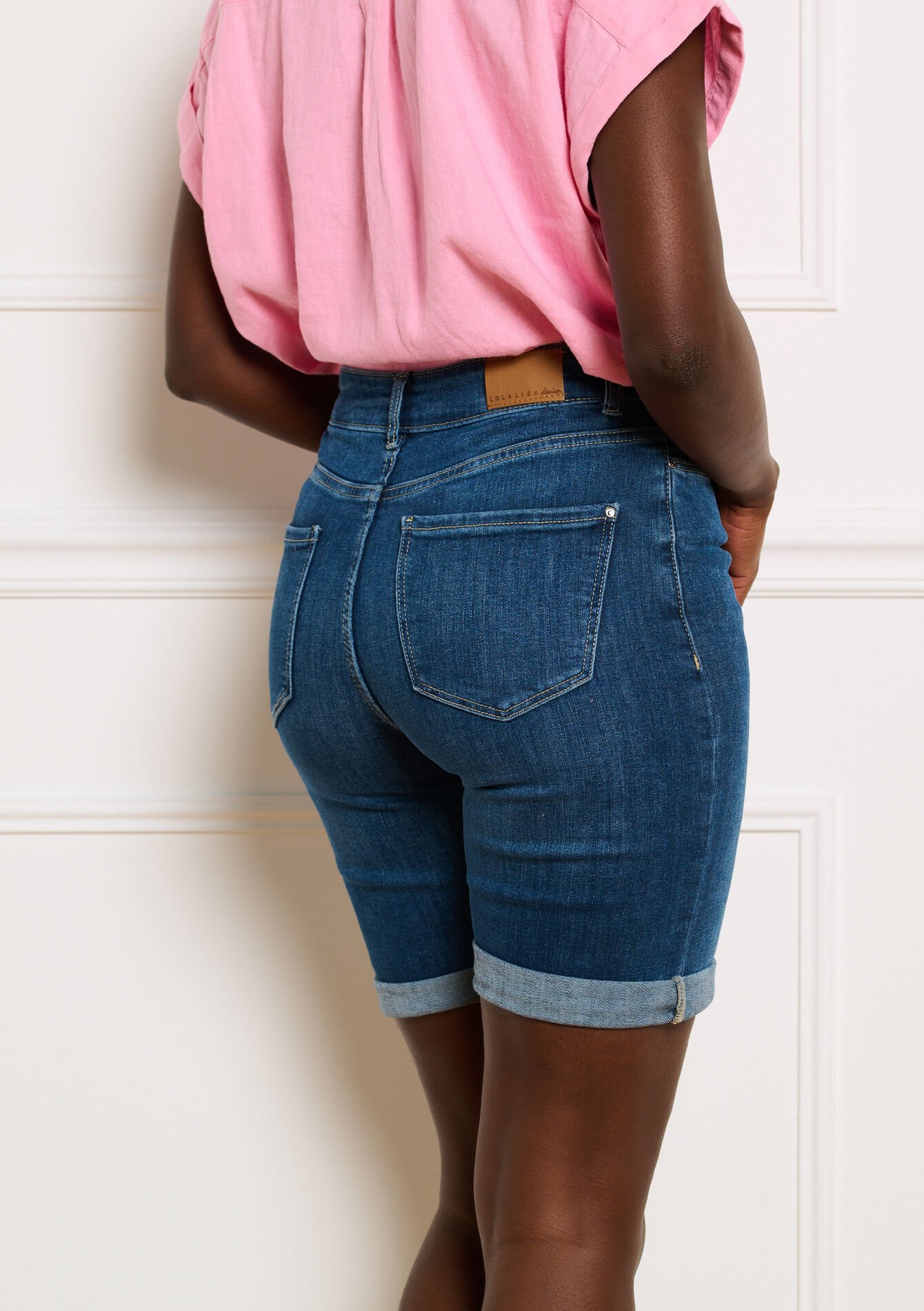 Denim short met normale taille - DARK BLUE - 22000651_0501