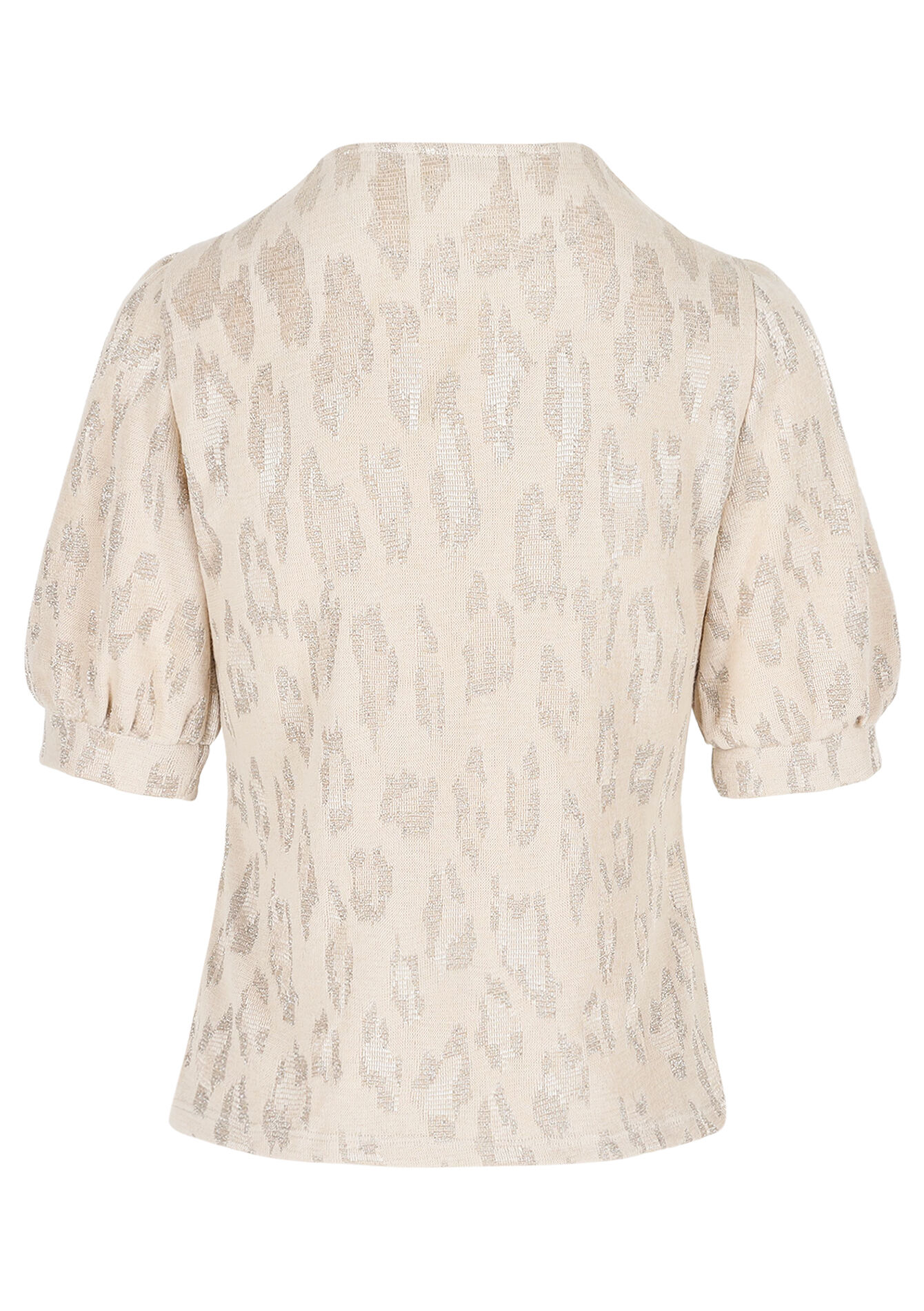 T-shirt met pofmouwen en luipaard, T-shirt met pofmouwen en luipaard - NUDE PINK - 02301922