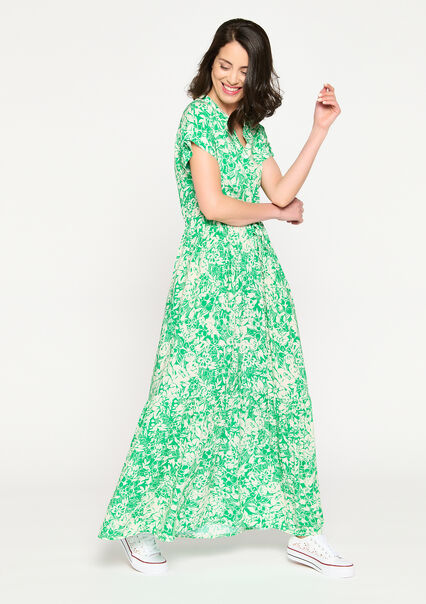 Maxi flower dress - GREEN APPLE  - 08601611_1783