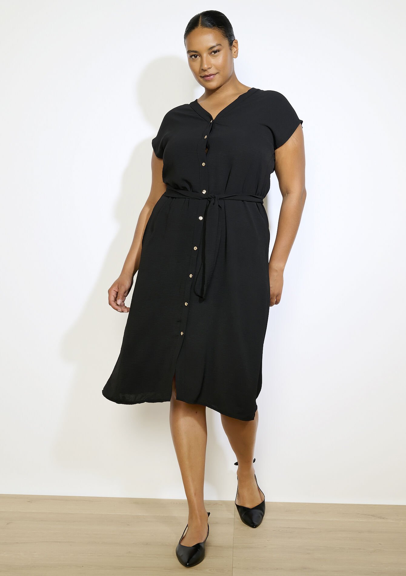 Overhemdjurk met knoopjes, Overhemdjurk met knoopjes - BLACK - 08104243_1119