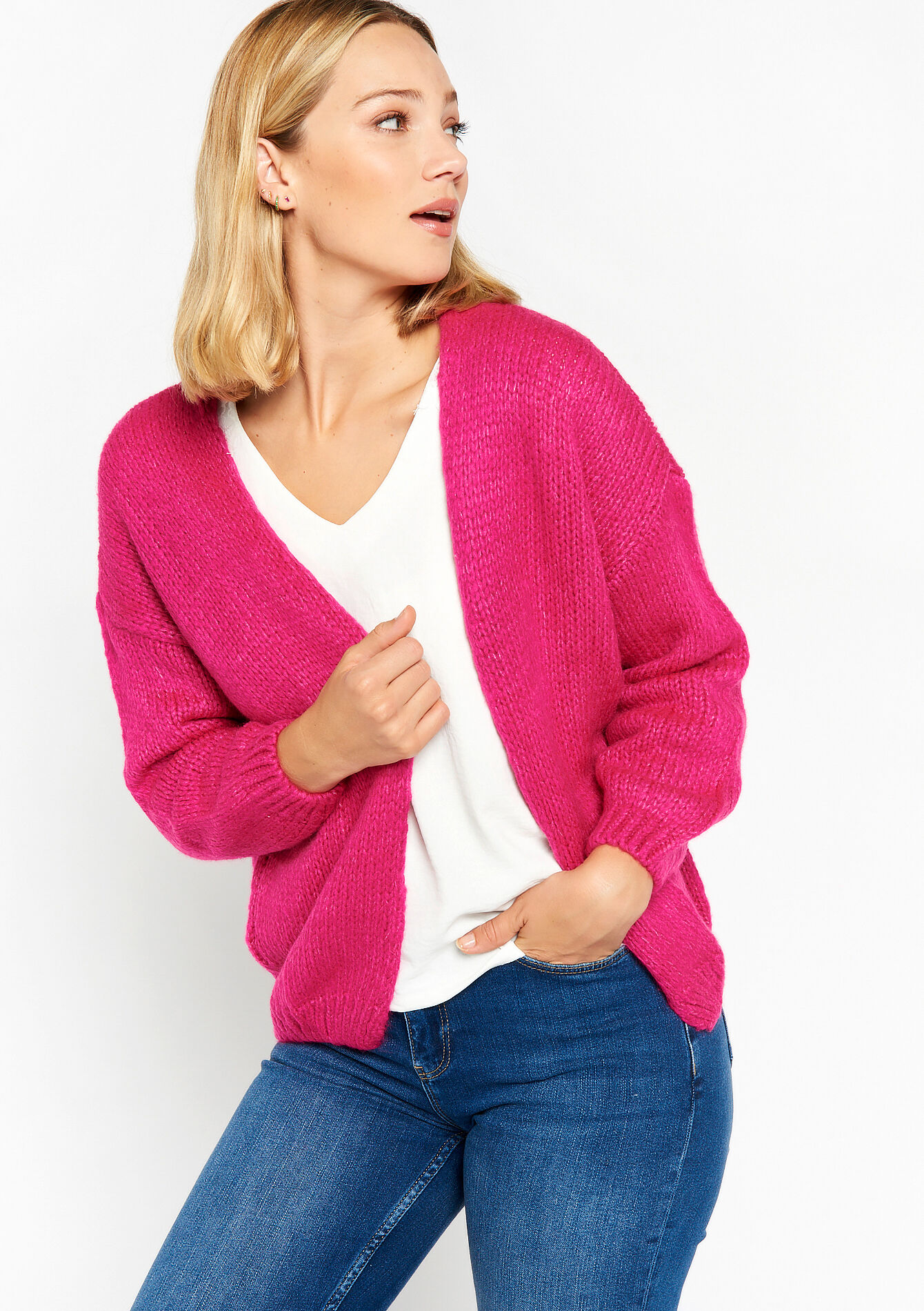 Cardigan ouvert - FUCHSIA - 04101077_5626
