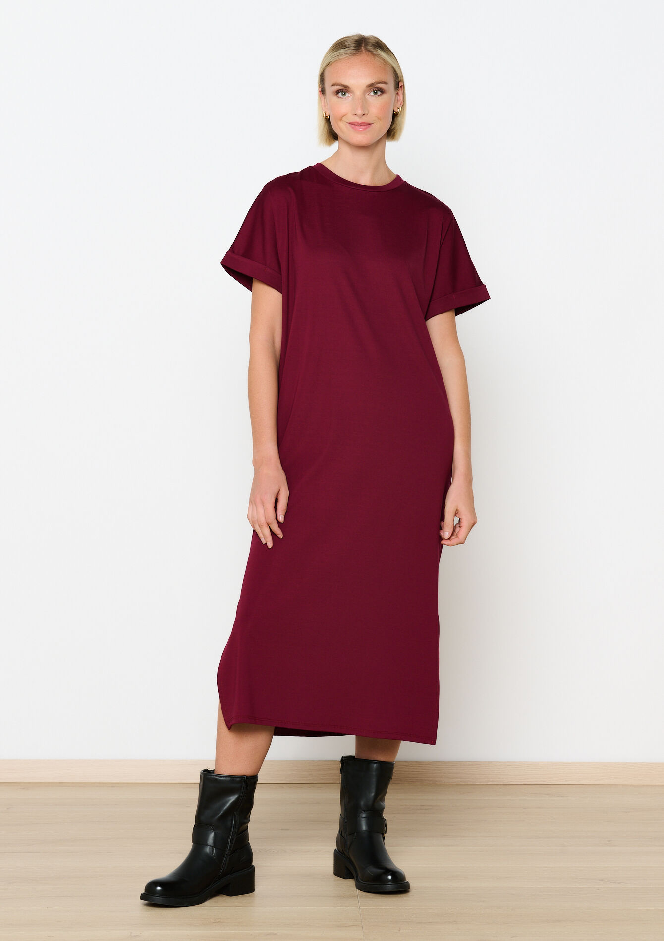 Maxi T-shirtjurk - BORDEAUX WINE - 08103825_5514