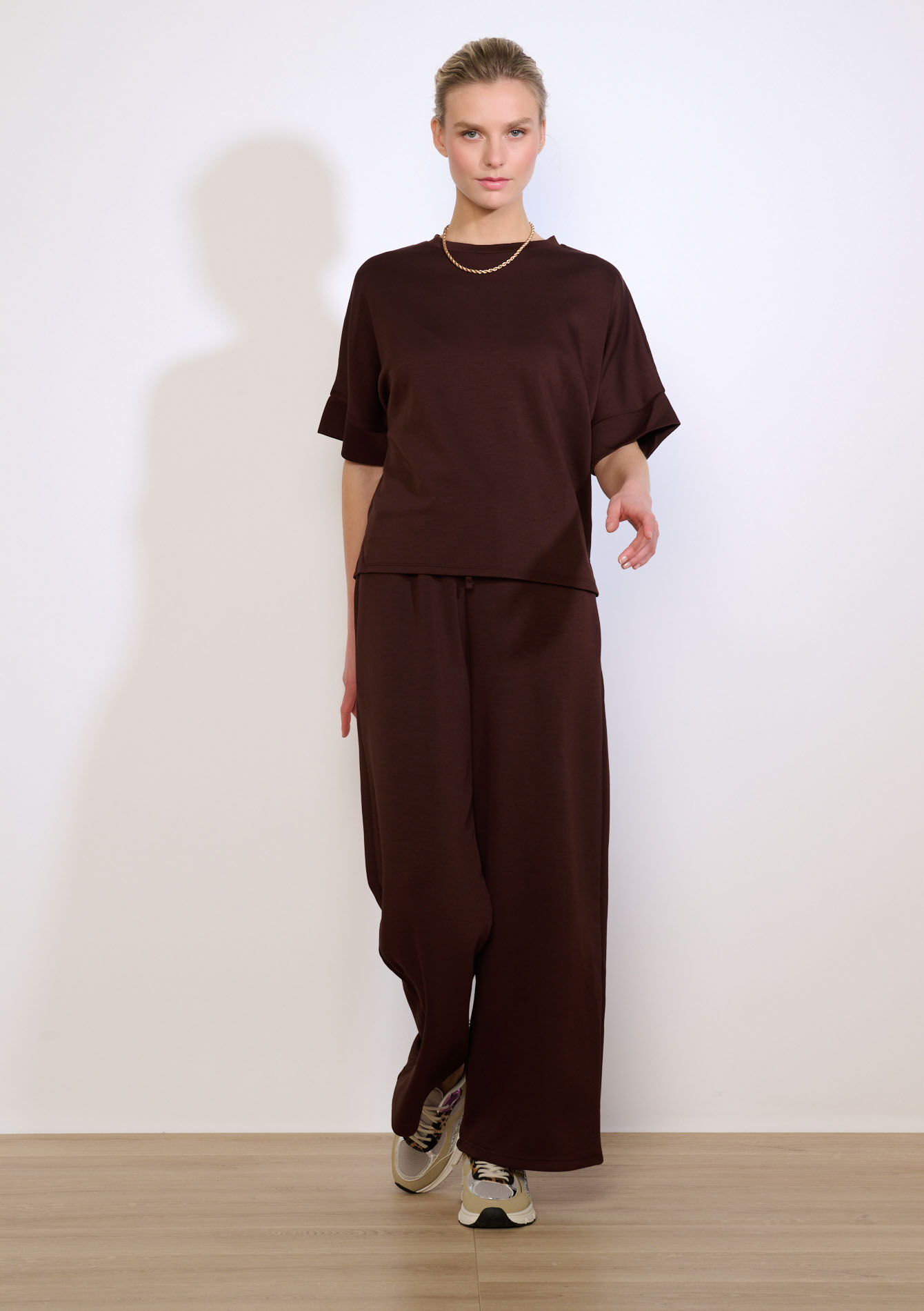 T-shirt col rond modal - BROWN DARK CHOCOLATE - 15100407_3720