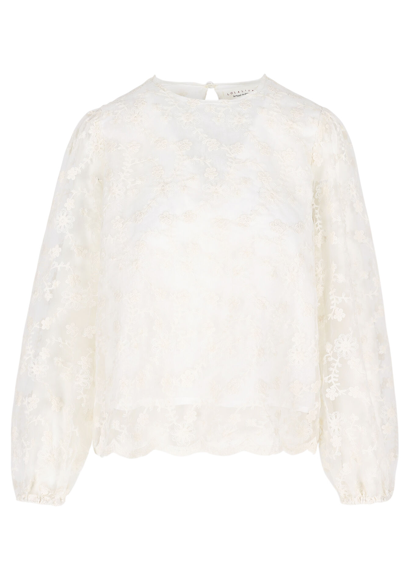 Blouse brodée en dentelle, Blouse brodée en dentelle - VANILLA WHITE - 05702877_1013