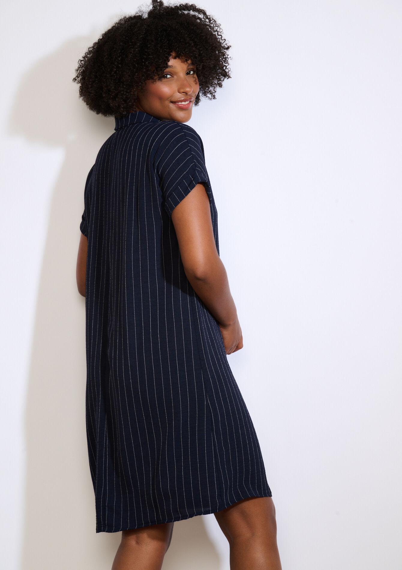 Gestreepte overhemdjurk, Gestreepte overhemdjurk - NAVY BASIC - 08104246_2723