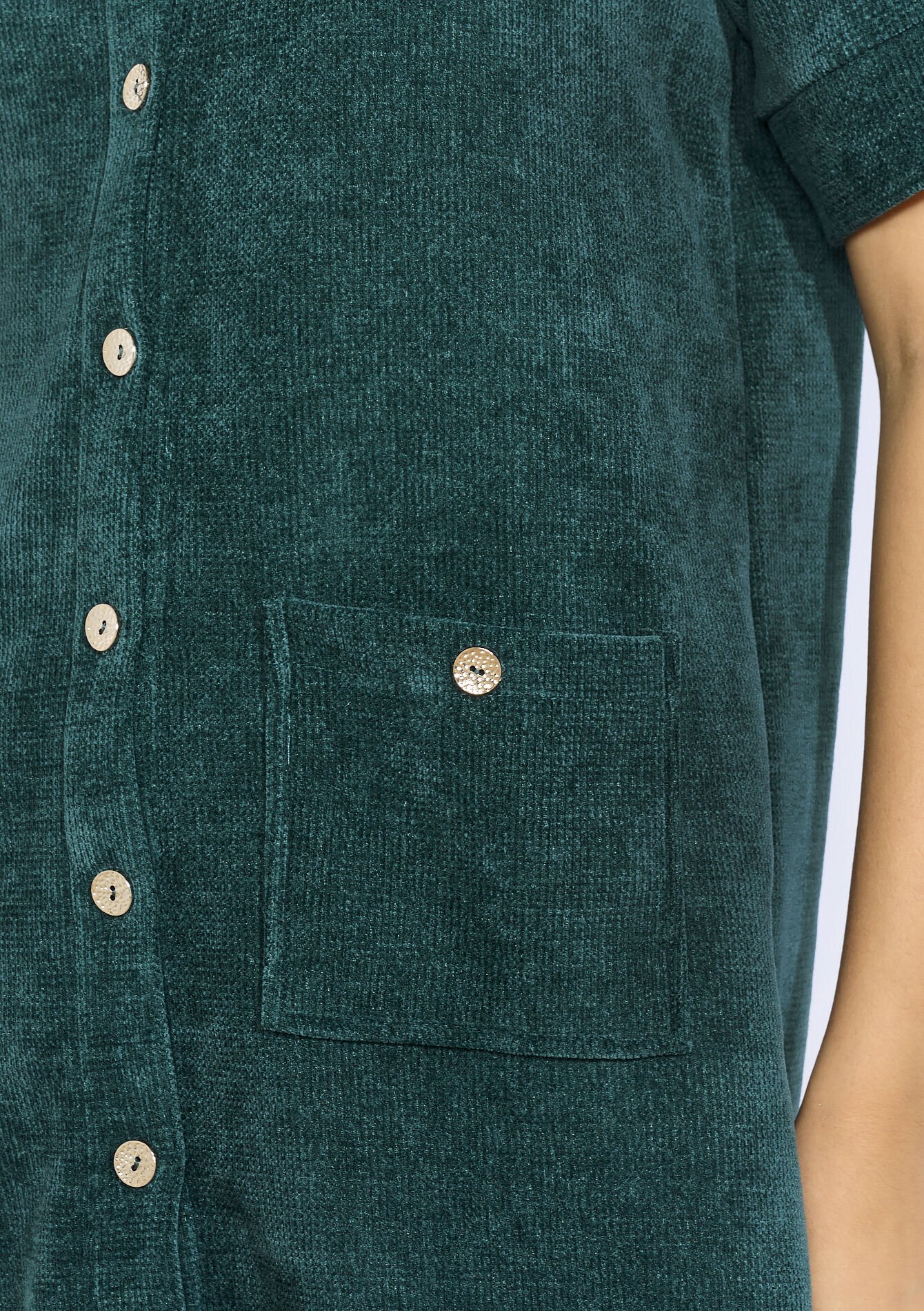 Robe courte boutonnée - BOTTLE GREEN - 08104309_1778