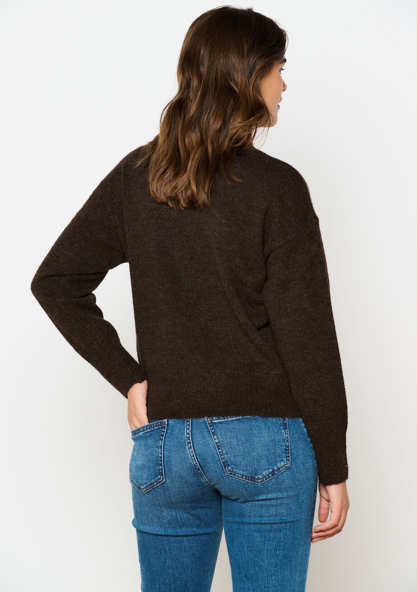 Basic trui met ronde hals, Basic trui met ronde hals - BROWN DARK CHOCOLATE - 04006525_3720