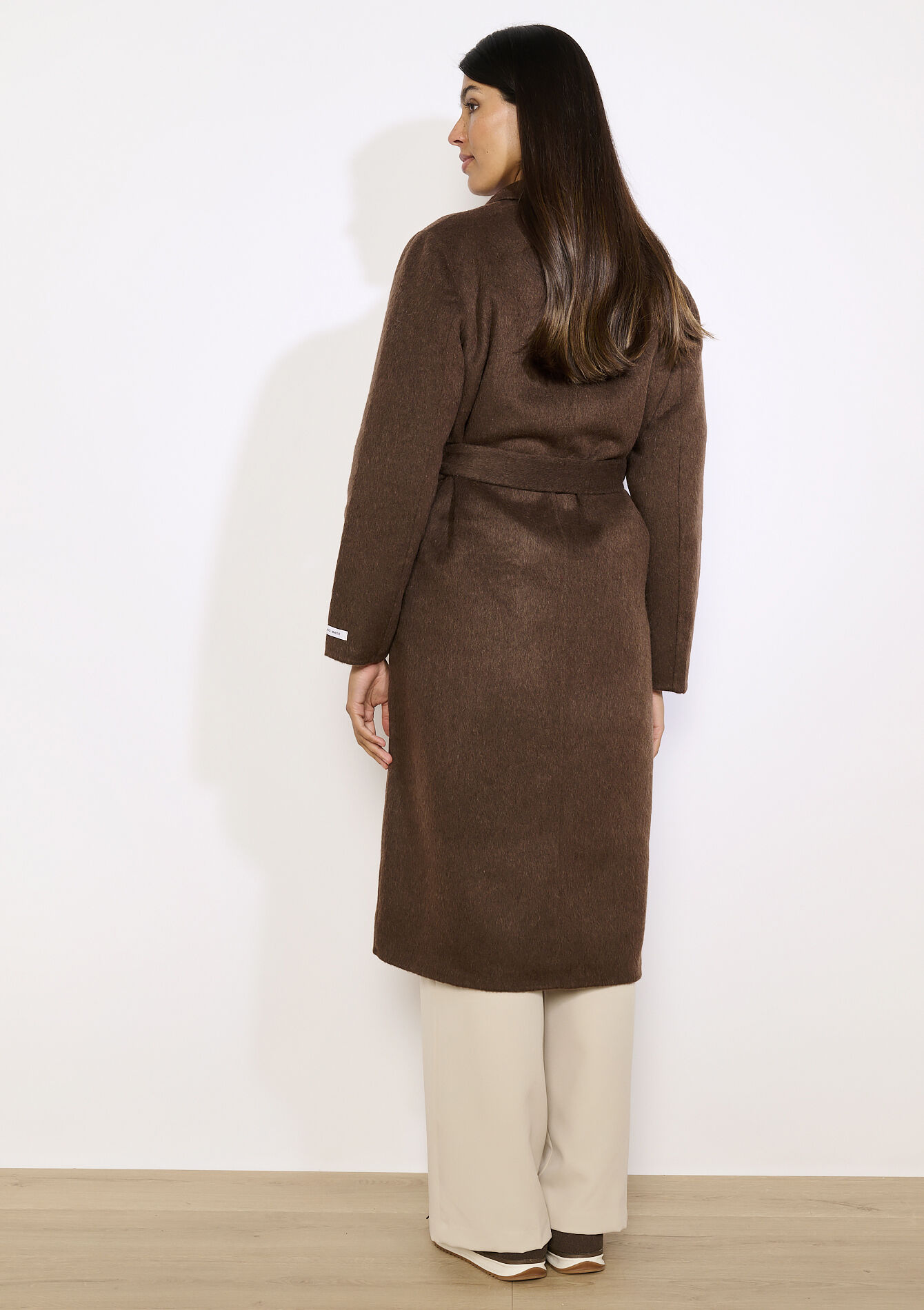 Long collarless coat, Long collarless coat - BROWN DARK CHOCOLATE - 23000774_3720