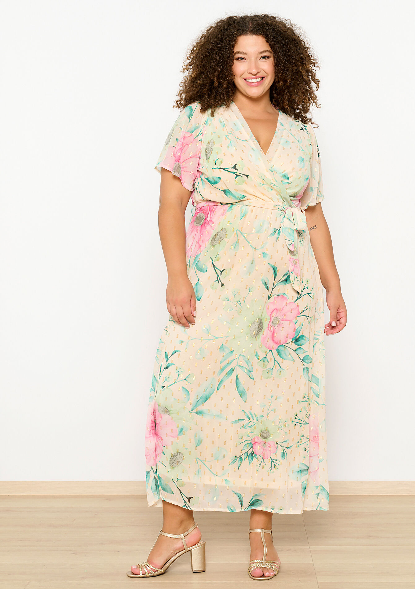 Maxi dress with floral print, Maxi dress with floral print - VANILLA WHITE - 08103670