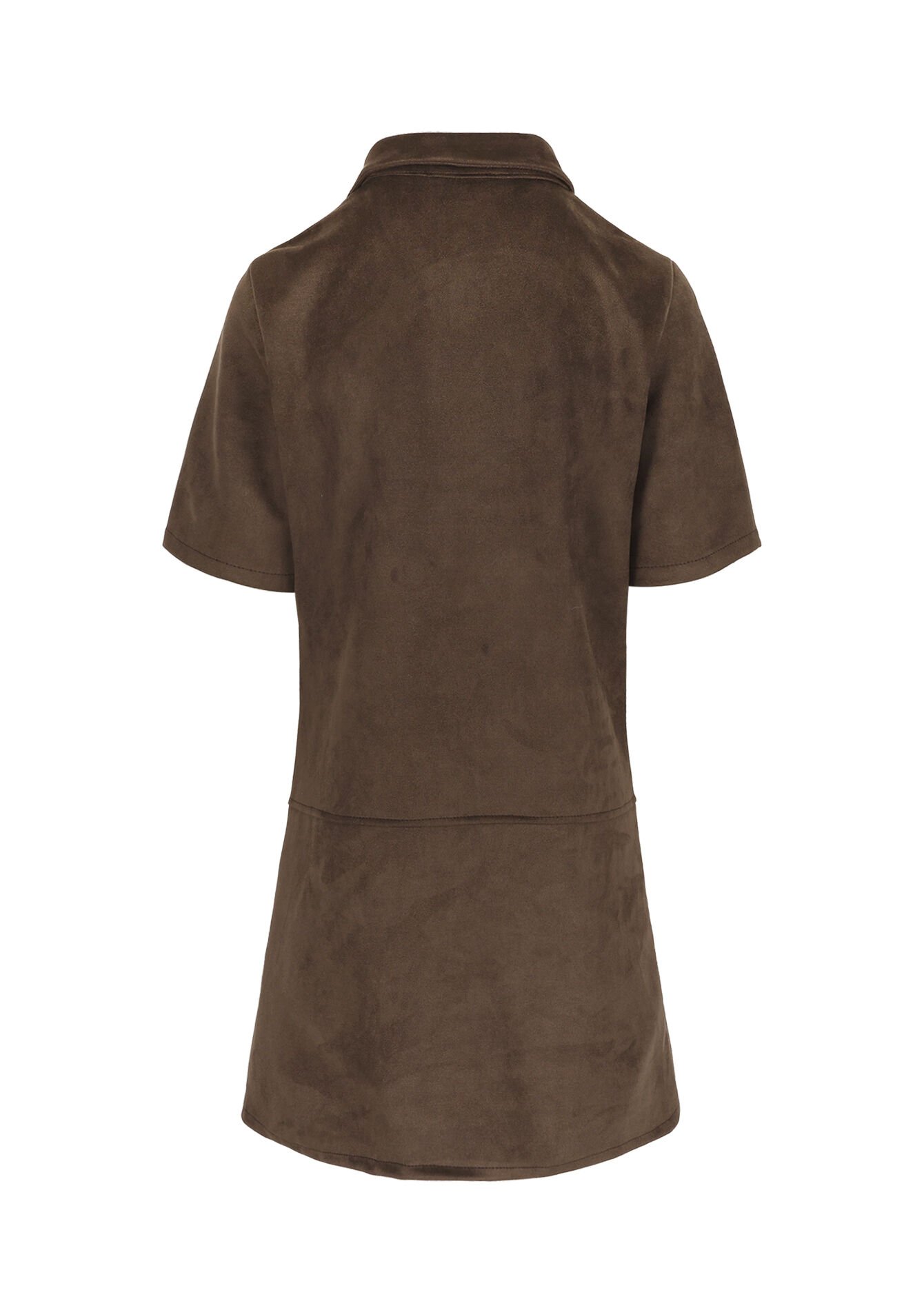 suèdine polo jurk, suèdine polo jurk - BROWN DARK CHOCOLATE - 08104285_3720