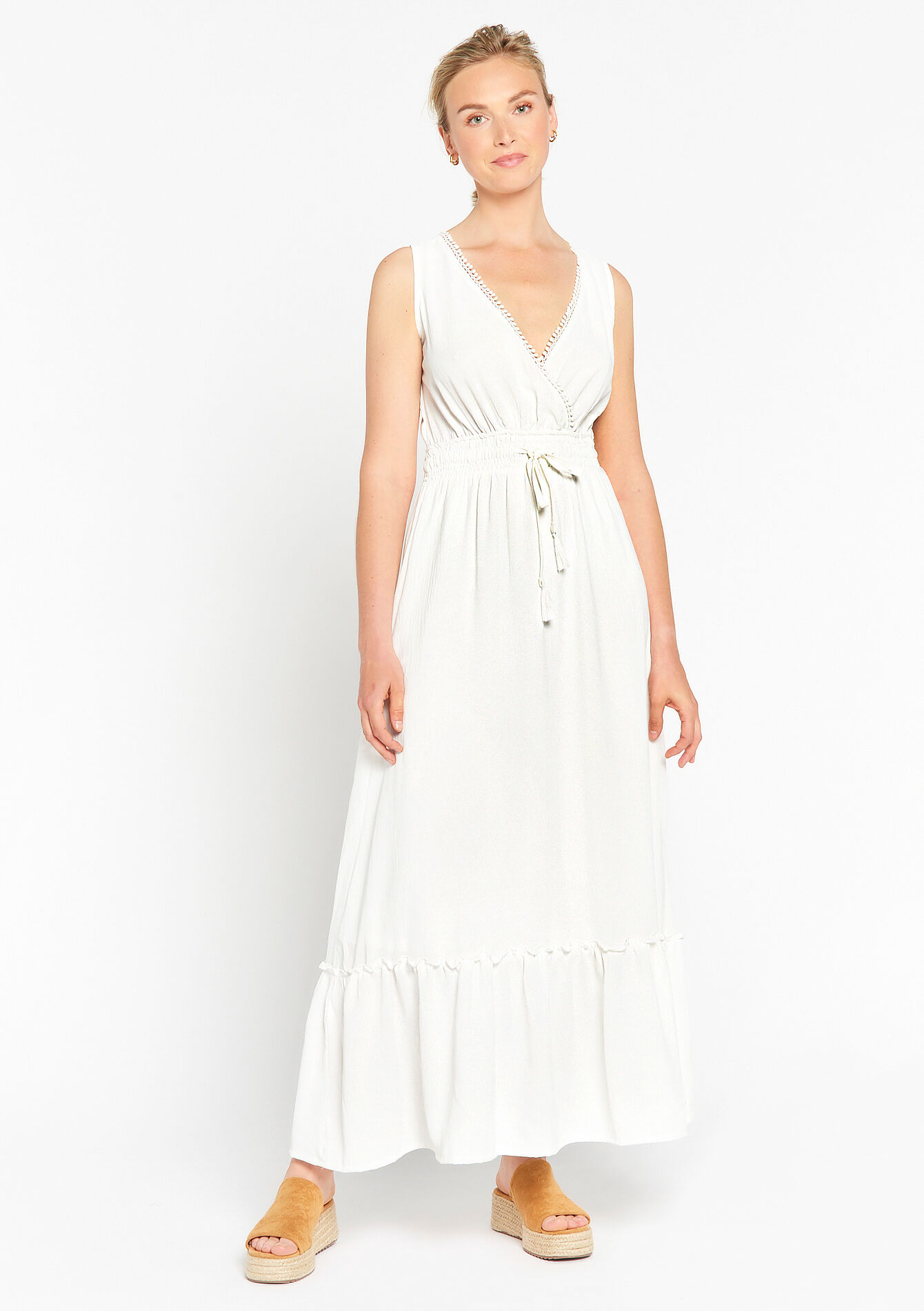 Robe longue froissée, Robe longue froissée - OFFWHITE - 1078760