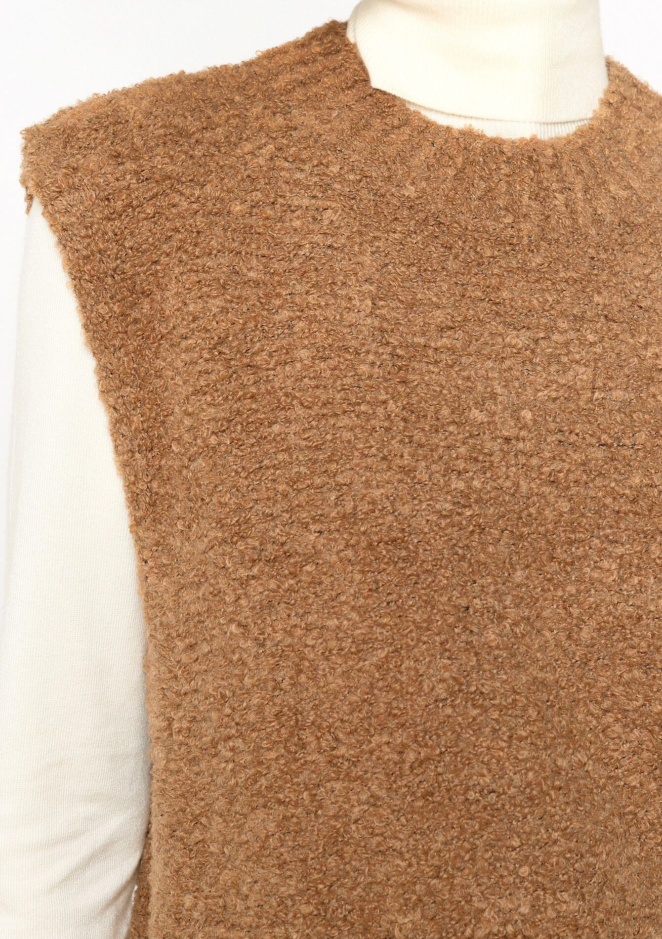 Knitted sweater vest, Knitted sweater vest - LIGHT CAMEL - 04006803_3814