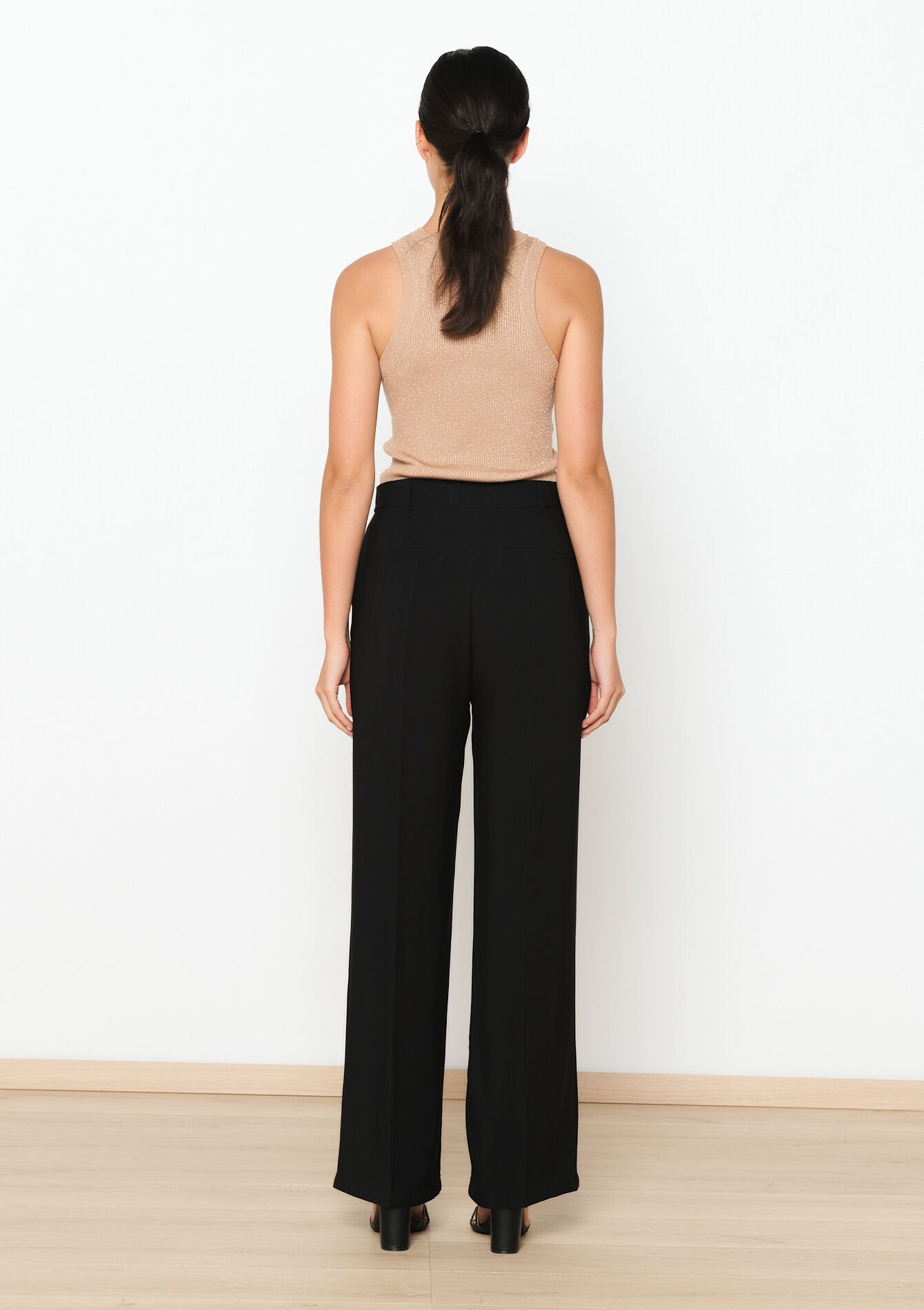 Dressy trousers with tencel look - BLACK - 06100604_1119