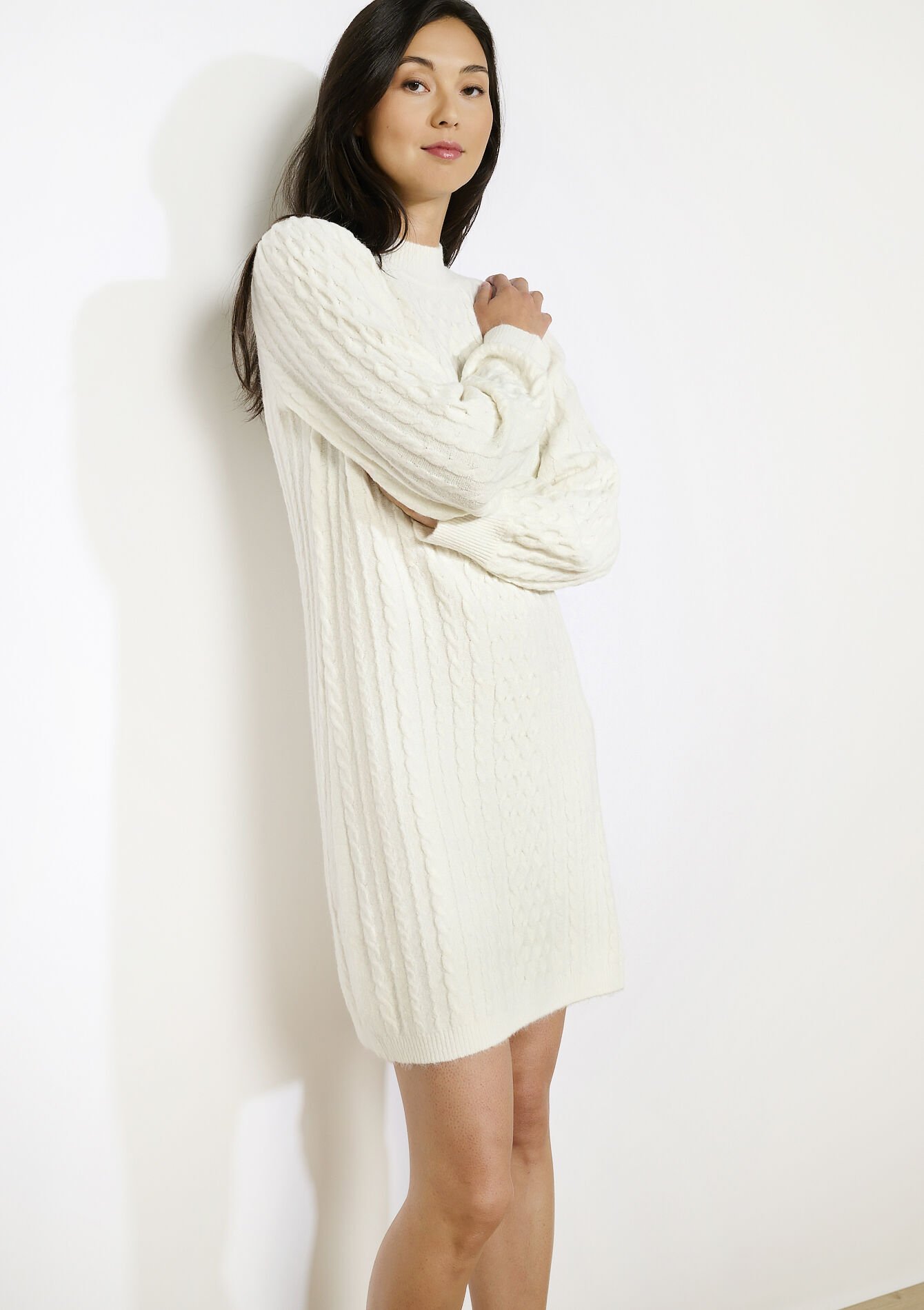 Robe pull torsadée, Robe pull torsadée - VANILLA WHITE - 08104056_1013