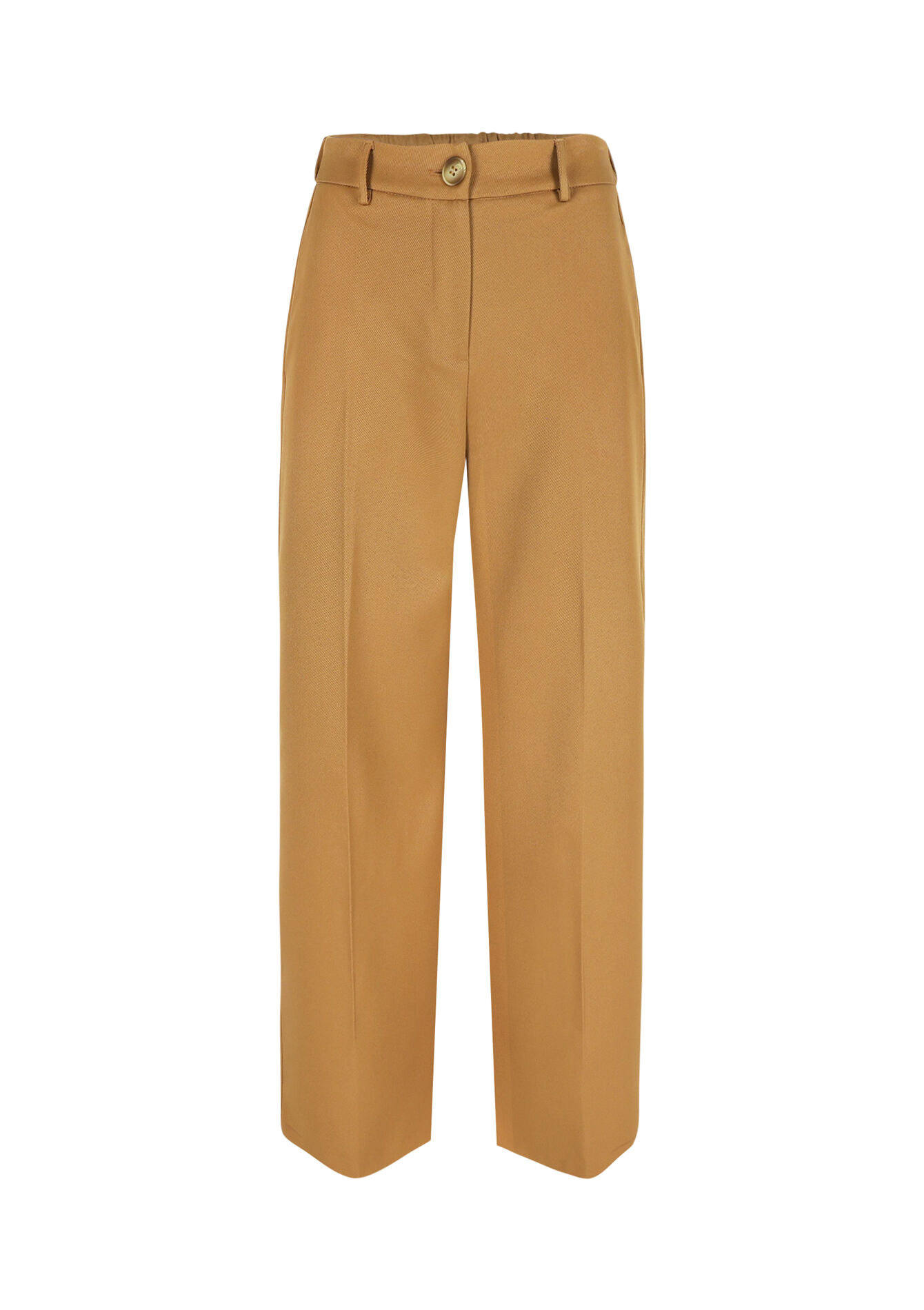 Wijde broek in keperstof, Wijde broek in keperstof - LIGHT CAMEL - 06100648_3814