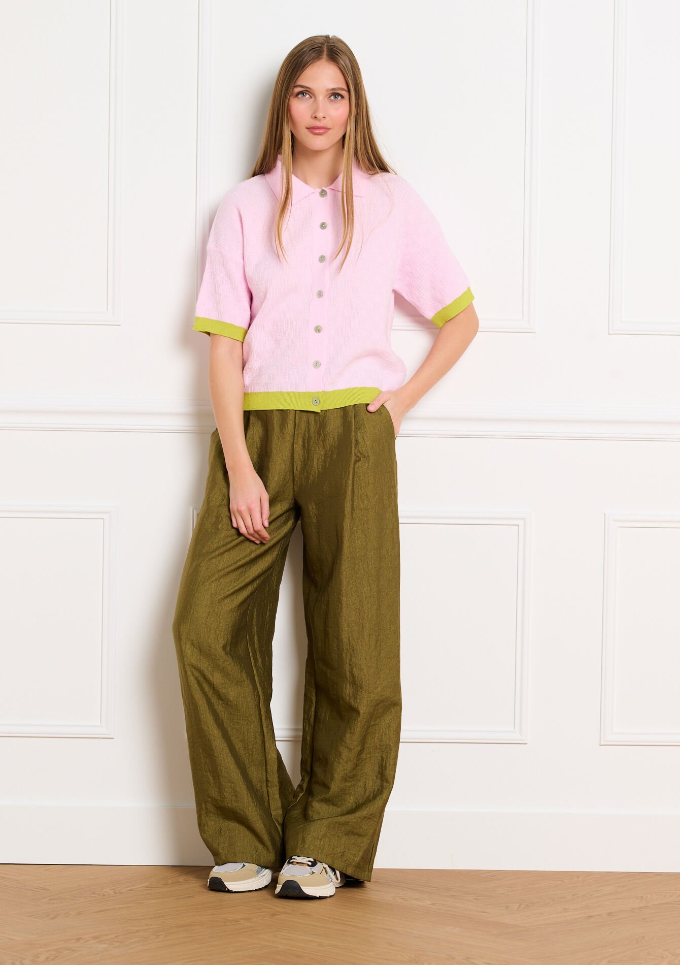 Kortemouw cardigan met knopen - LIGHT PINK - 04101484_1303