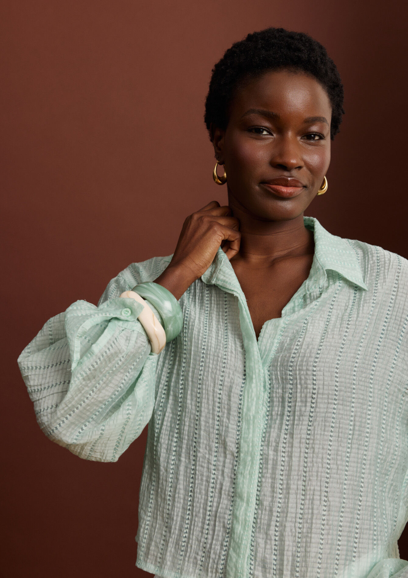 Licht getextureerd hemd - MINT GREEN - 05703057_1723