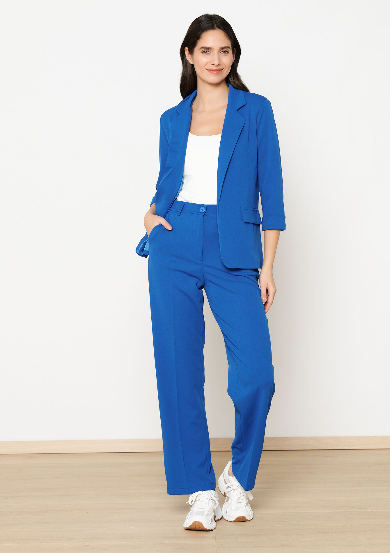 Getailleerde broek in crêpe - ROYAL BLUE - 06100702_1603