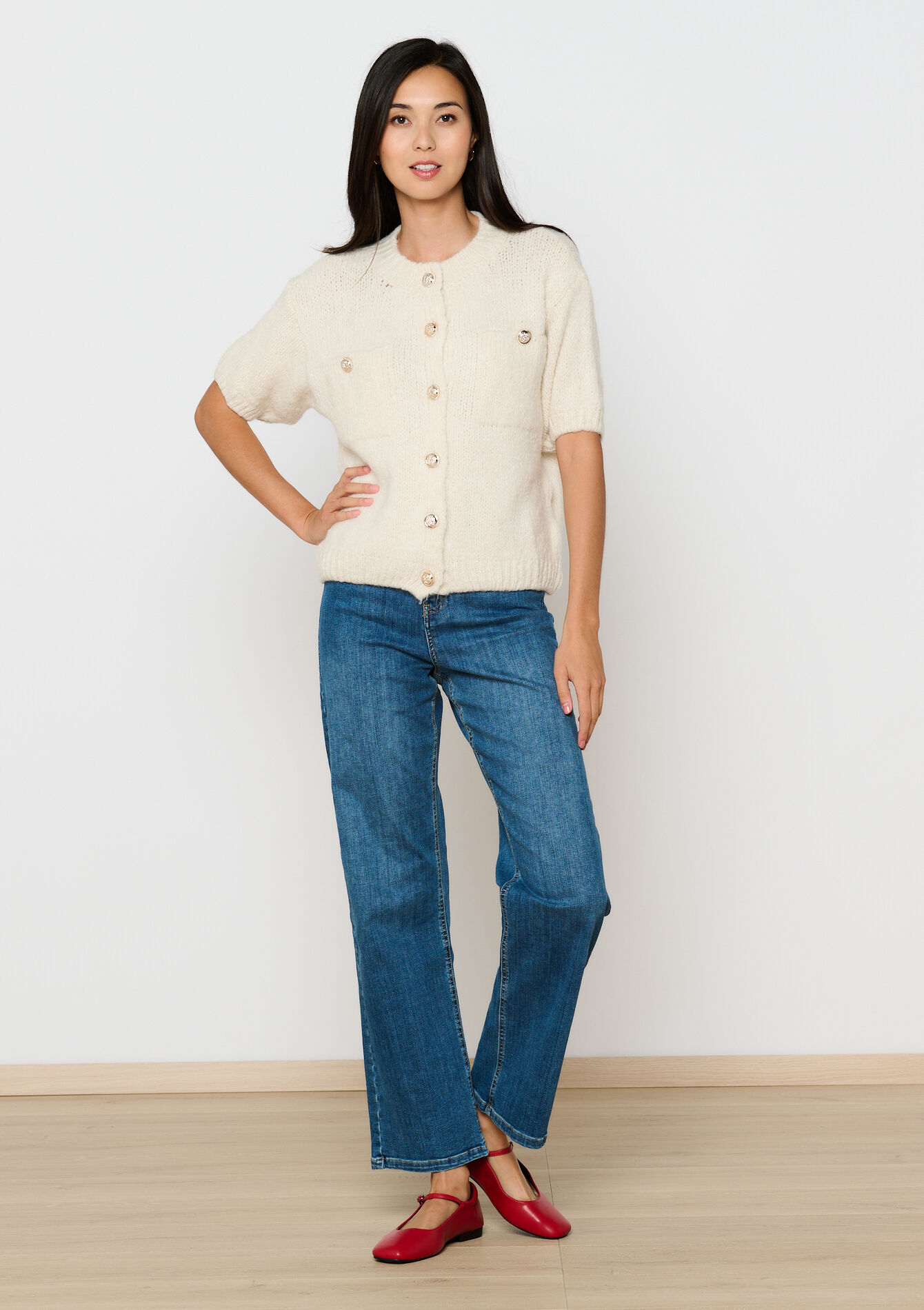 Cardigan avec boutons fantaisie - VANILLA WHITE - 04101191_1013