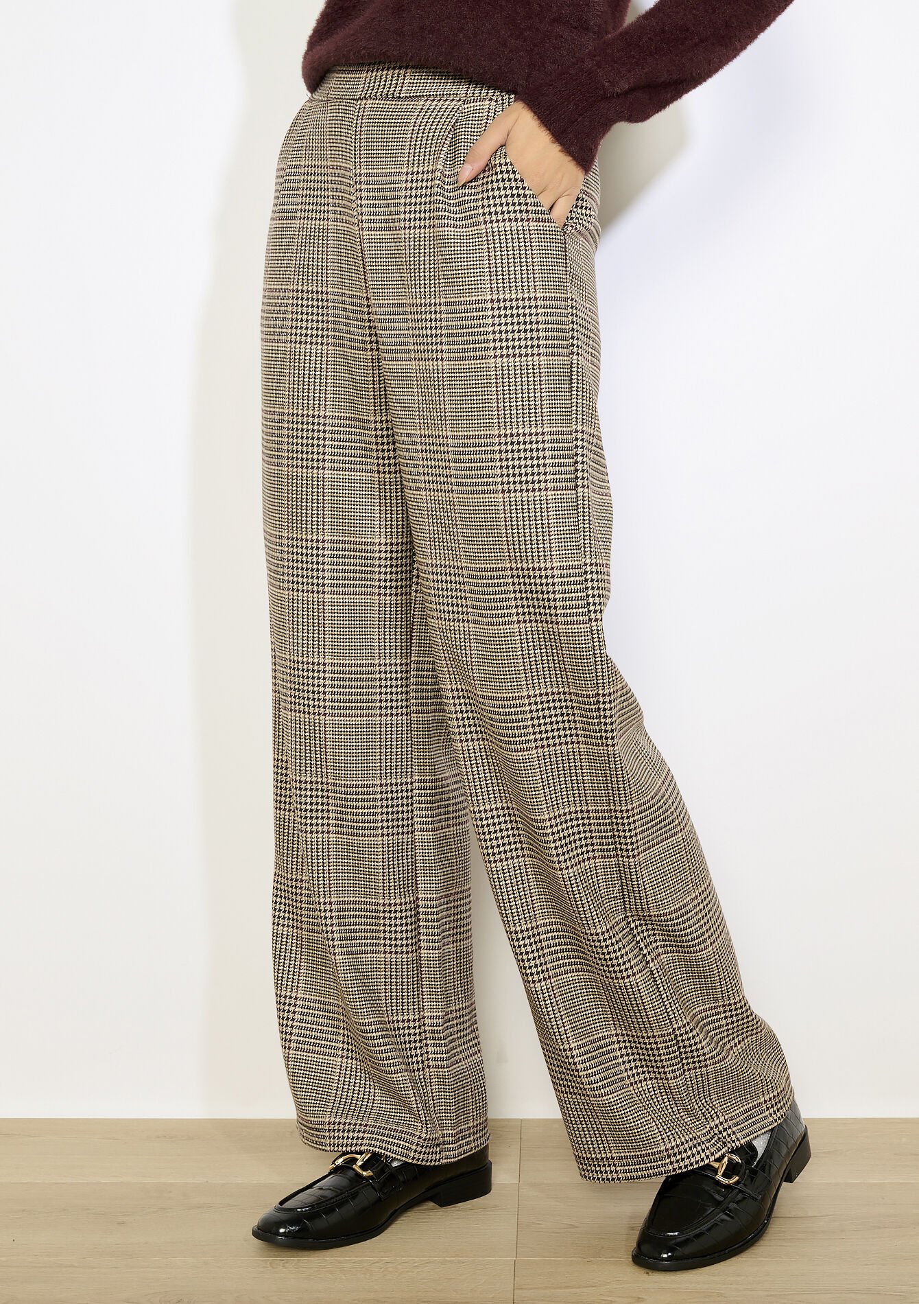 Geruite rechte broek, Geruite rechte broek - VANILLA WHITE - 06601057_1013