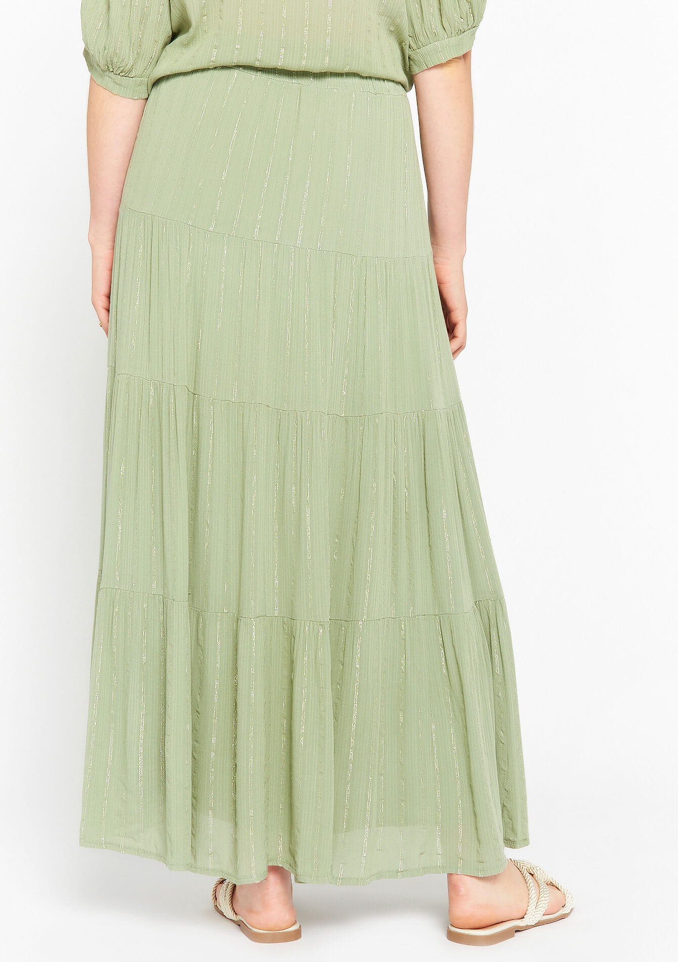 Maxi skirt with lurex, Maxi skirt with lurex - KHAKI MINT - 07101135_2542