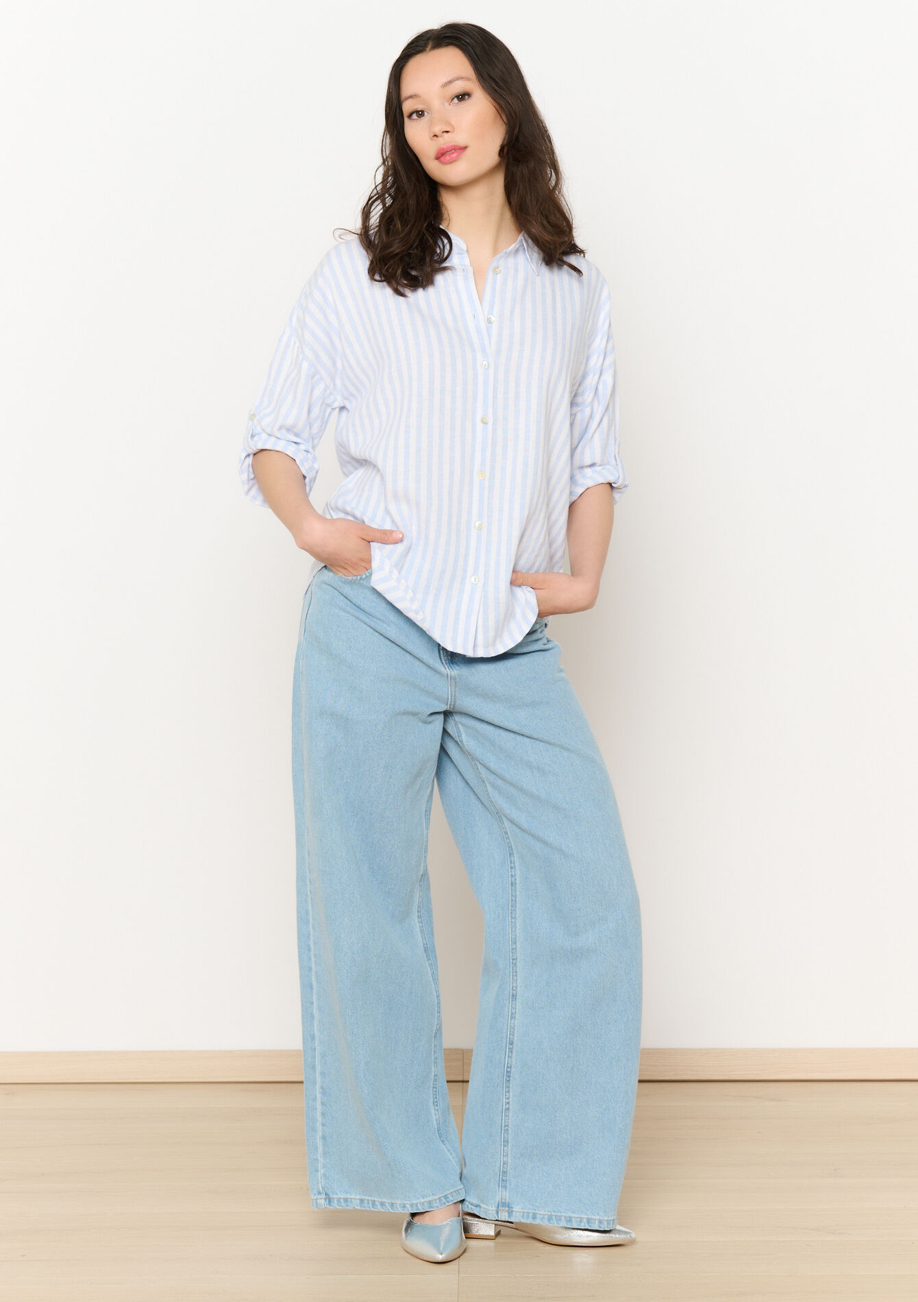 Losvallend gestreept hemd - BLUE PASTEL - 05702670_3003