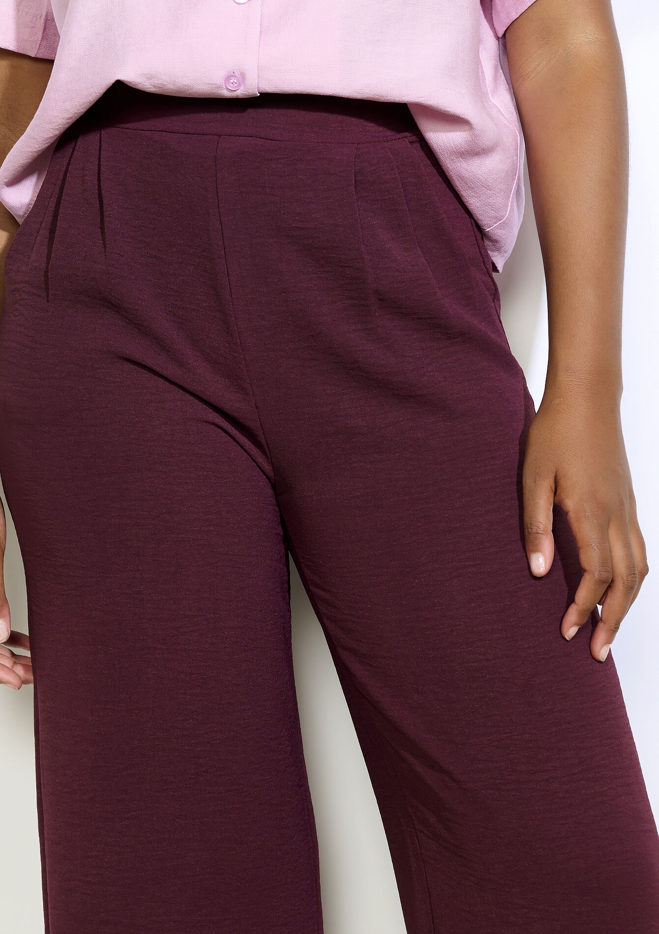 Wijde vloeiende broek, Wijde vloeiende broek - AUBERGINE - 06601025_1537