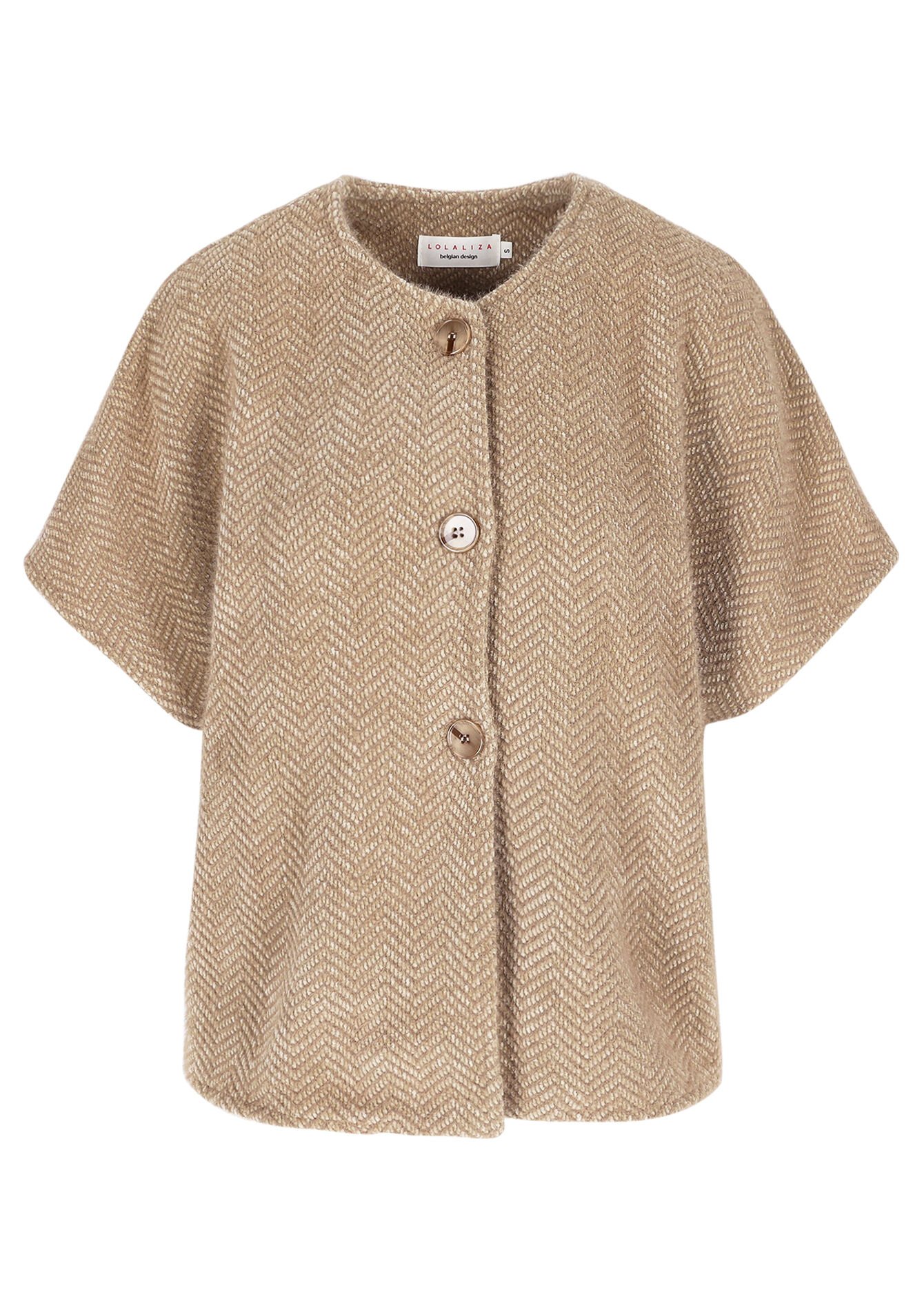 Gebreide vest met knopen, Gebreide vest met knopen - LIGHT CAMEL - 09101092_3814