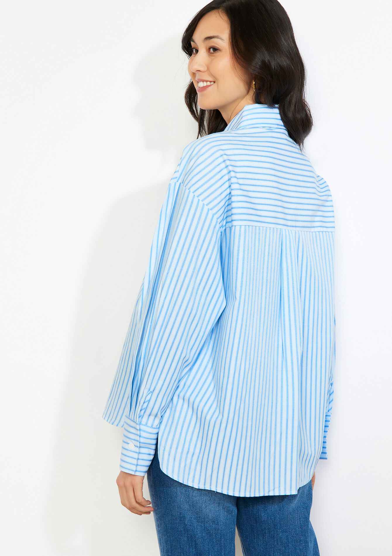 Gestreept overhemd met borduursel - BLUE PASTEL - 05703030_3003