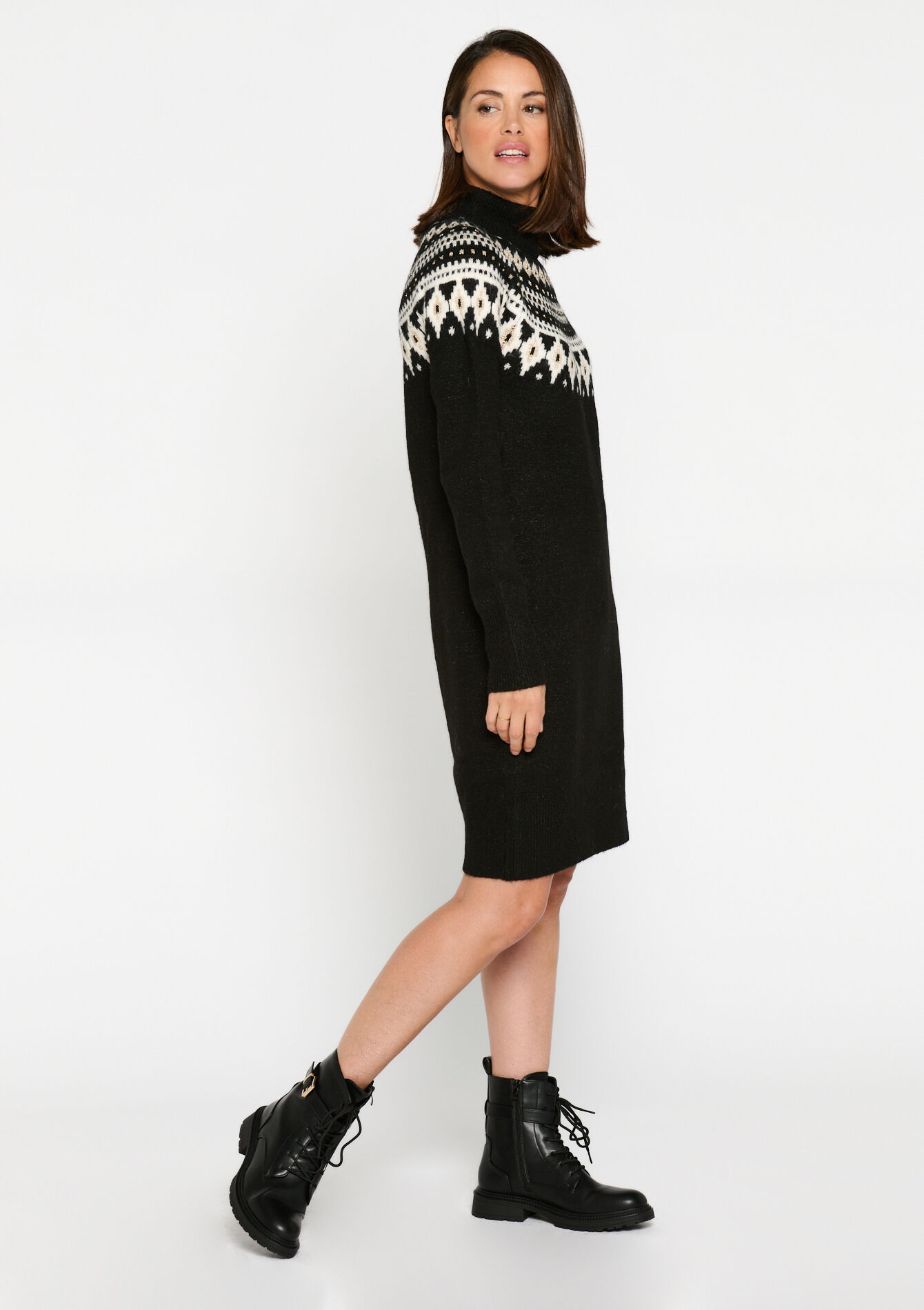 Robe pullover avec jacquard, Robe pullover avec jacquard - BLACK - 08103277_1119