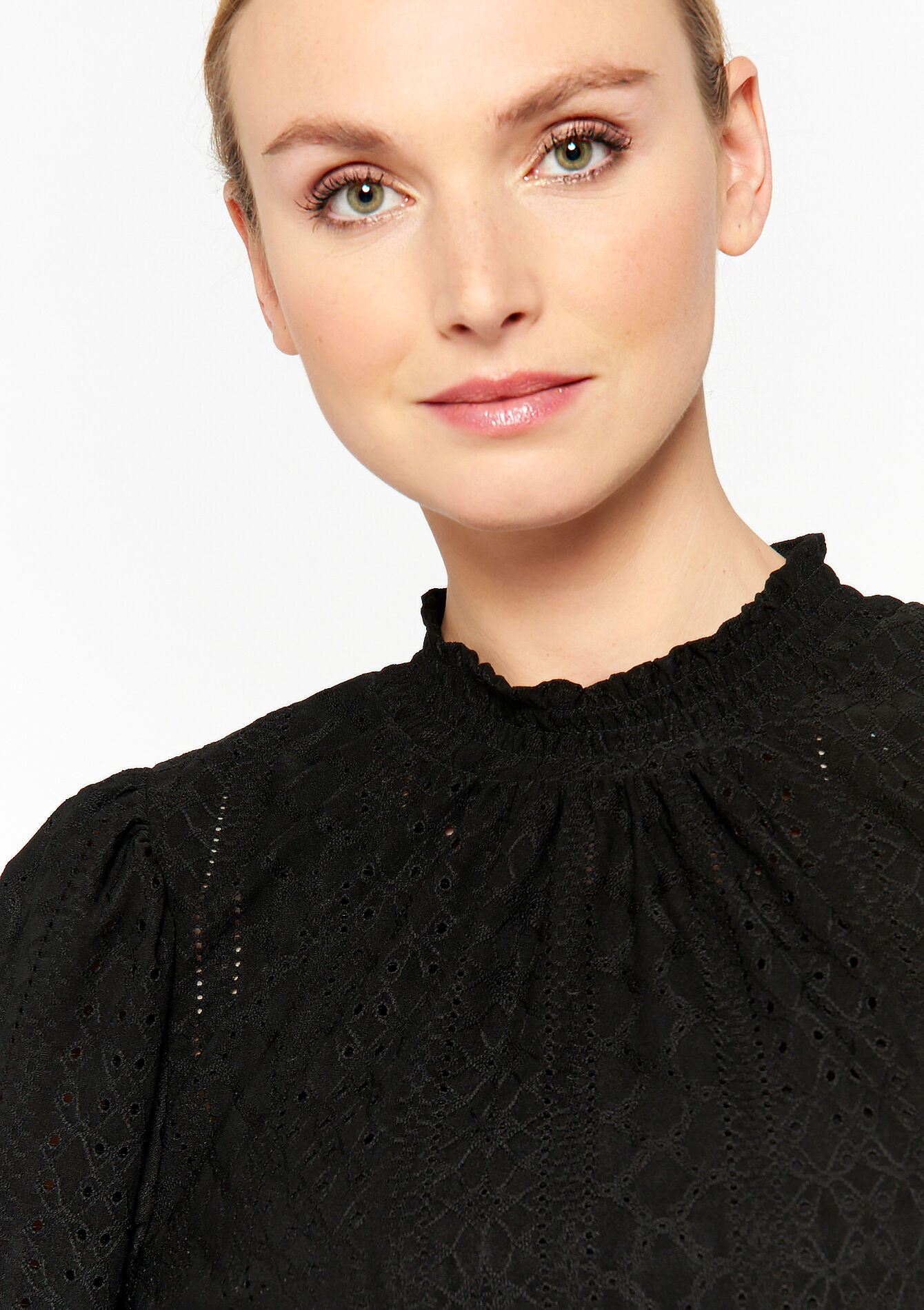 Blouse with broderie anglaise, Blouse with broderie anglaise - BLACK - 02400244_1119