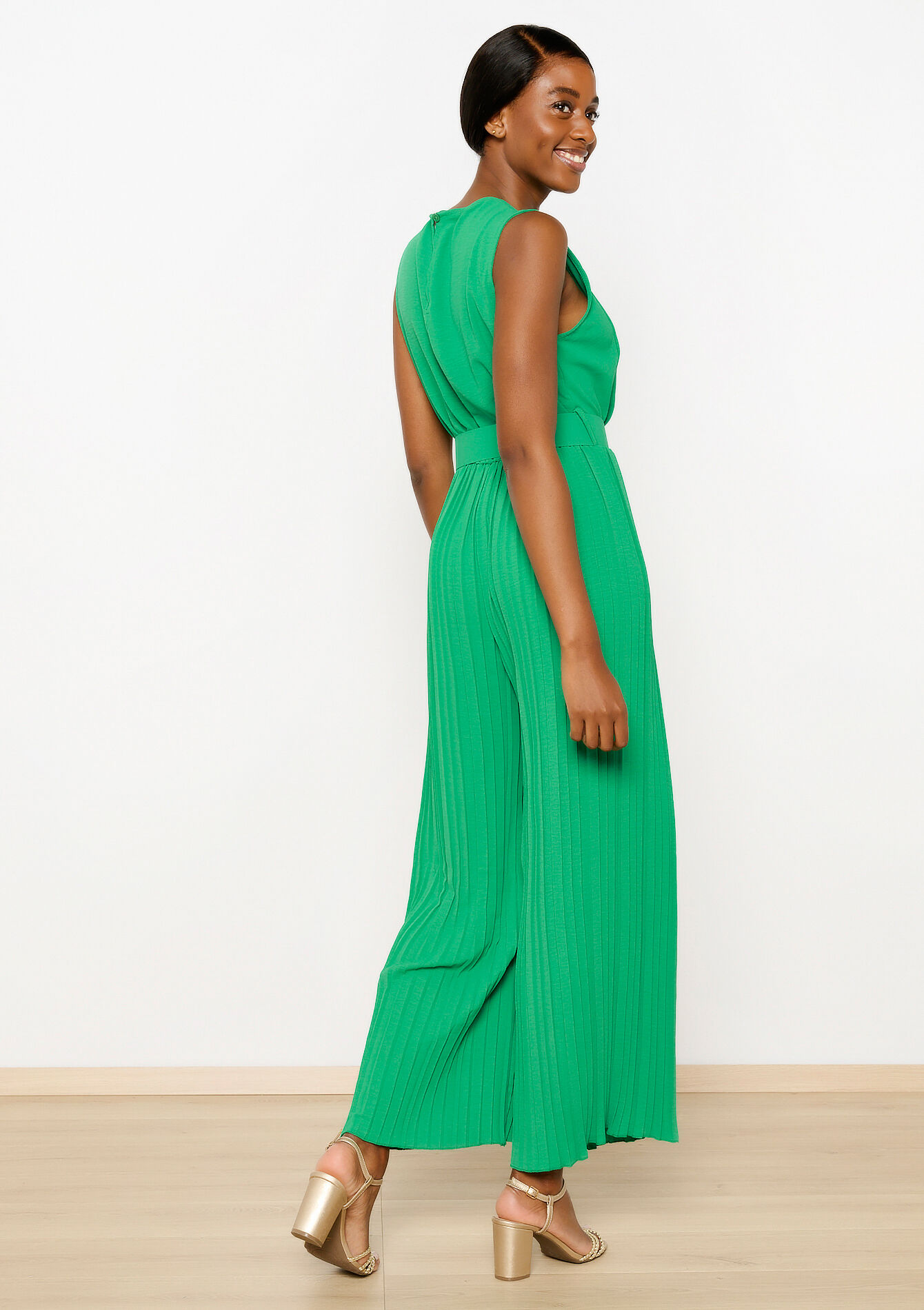 Jumpsuit met plissé, Jumpsuit met plissé - GREEN EMERALD - 06004524_4511