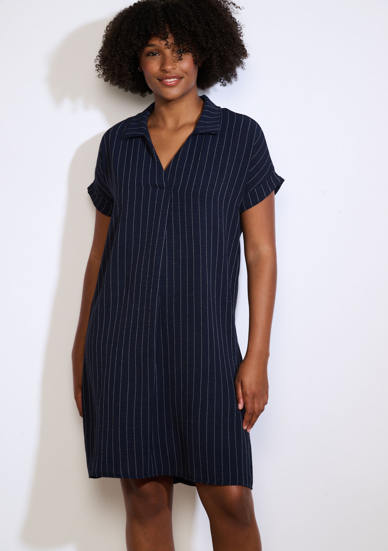 Gestreepte overhemdjurk, Gestreepte overhemdjurk - NAVY BASIC - 08104246_2723