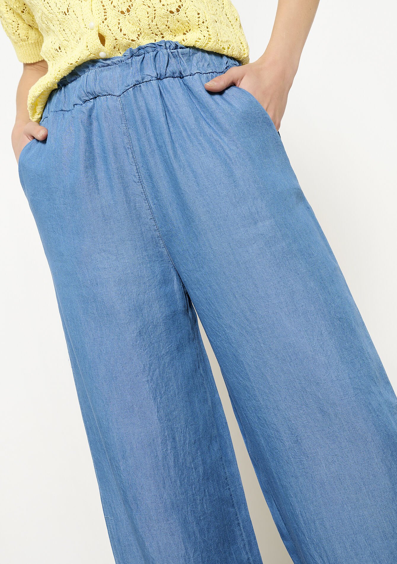 Losvallende Tencel broek - MEDIUM BLUE - 06600978_0500