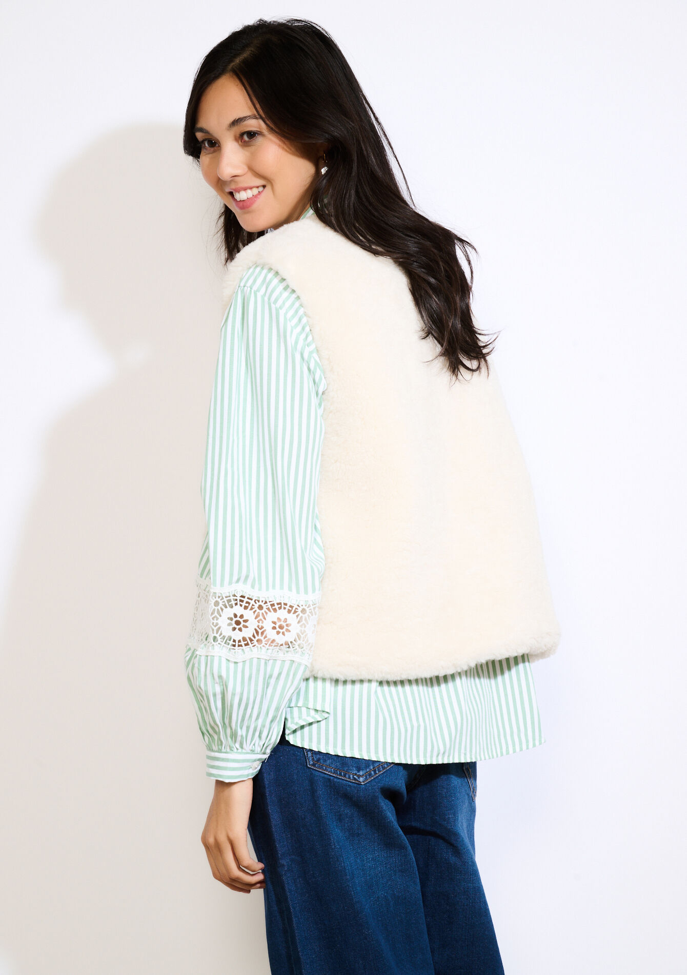 Gilet sans manches bouclette, Gilet sans manches bouclette - OFFWHITE - 09001471_1001