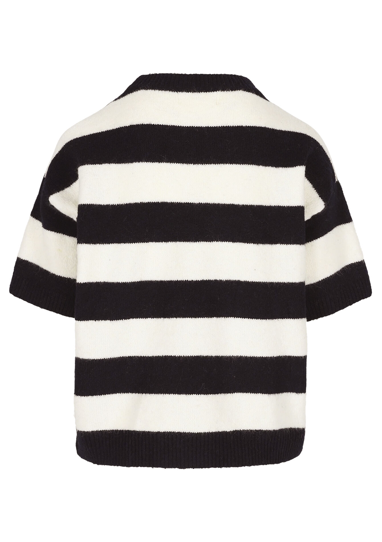 Striped sweater with slogan - NAVY BASIC - 04007172