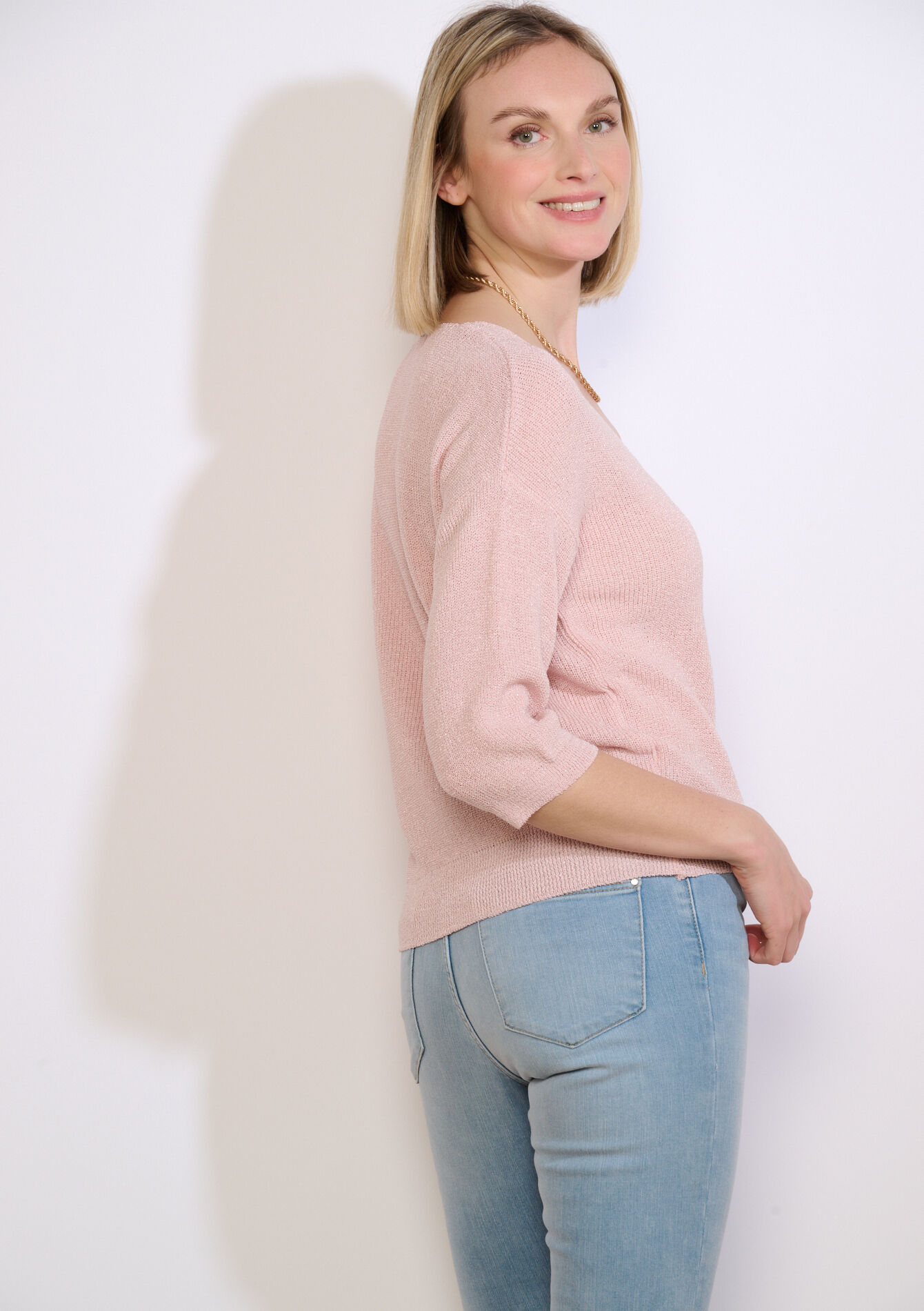 Lurex trui met v-hals - NUDE LOTUS - 04007208_4118