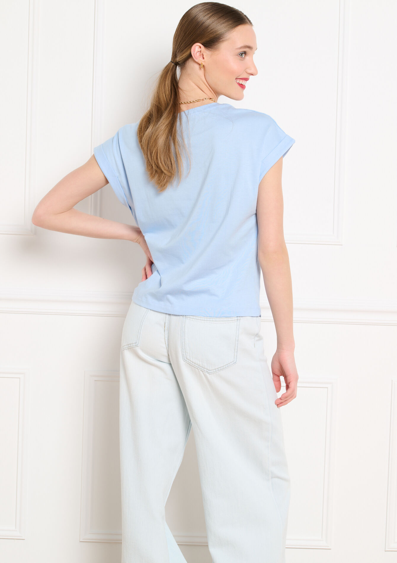 Losvallende T-shirt - BLUE PASTEL - 02301926_3003