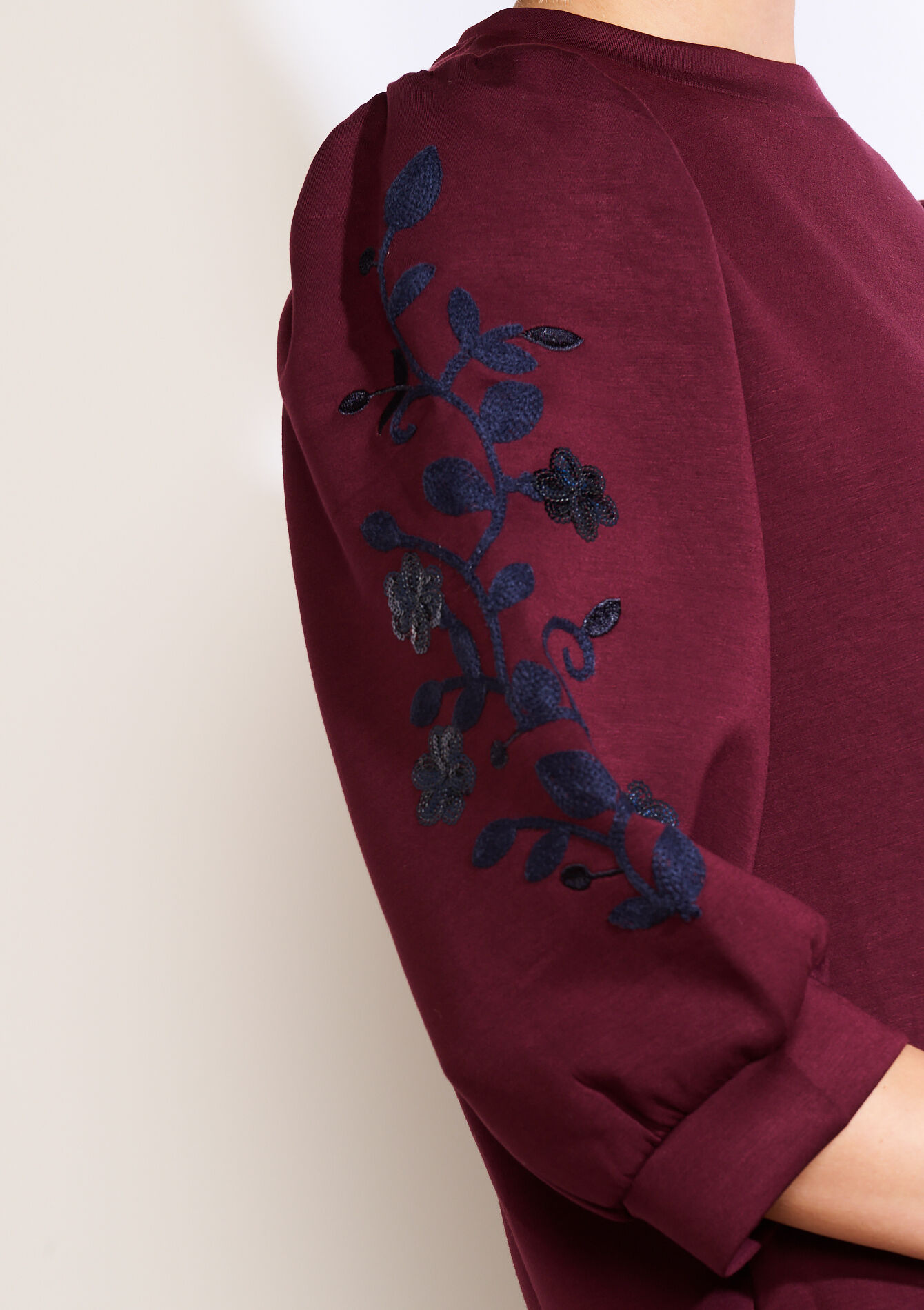 Sweater met borduursel en pailletten, Sweater met borduursel en pailletten - AUBERGINE - 03001804_1537