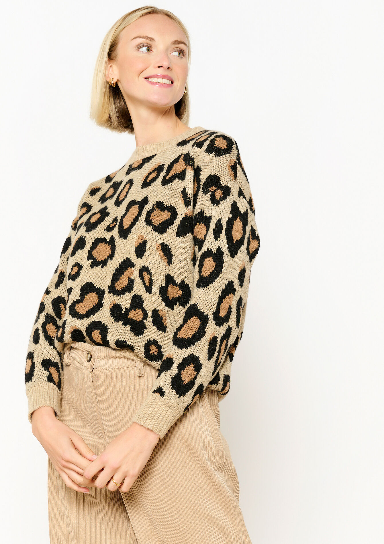 Pull à imprimé léopard, Pull à imprimé léopard - CAMEL - 04006773_950