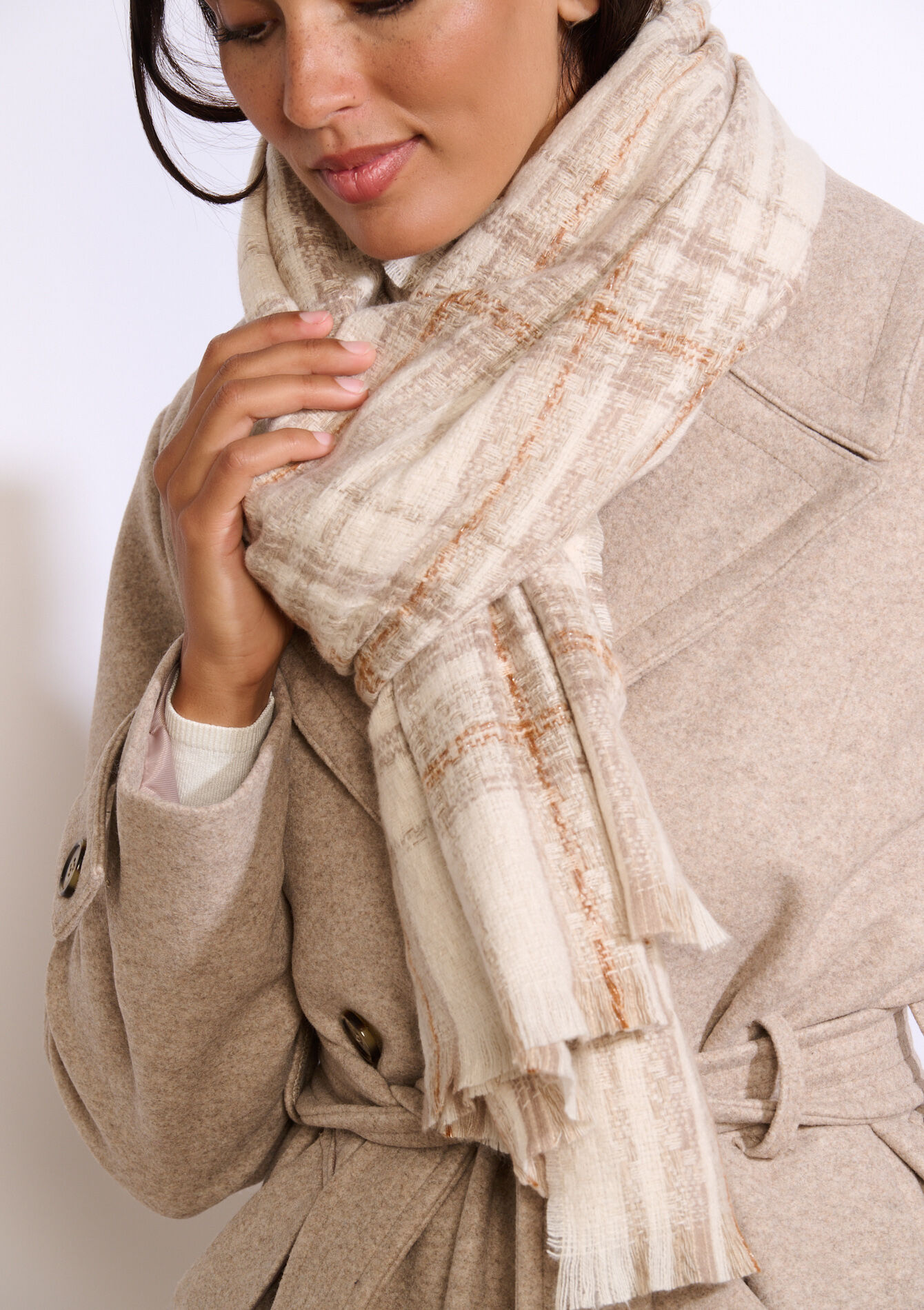 Zachte geruite sjaal - OFFWHITE - 17101378_1001