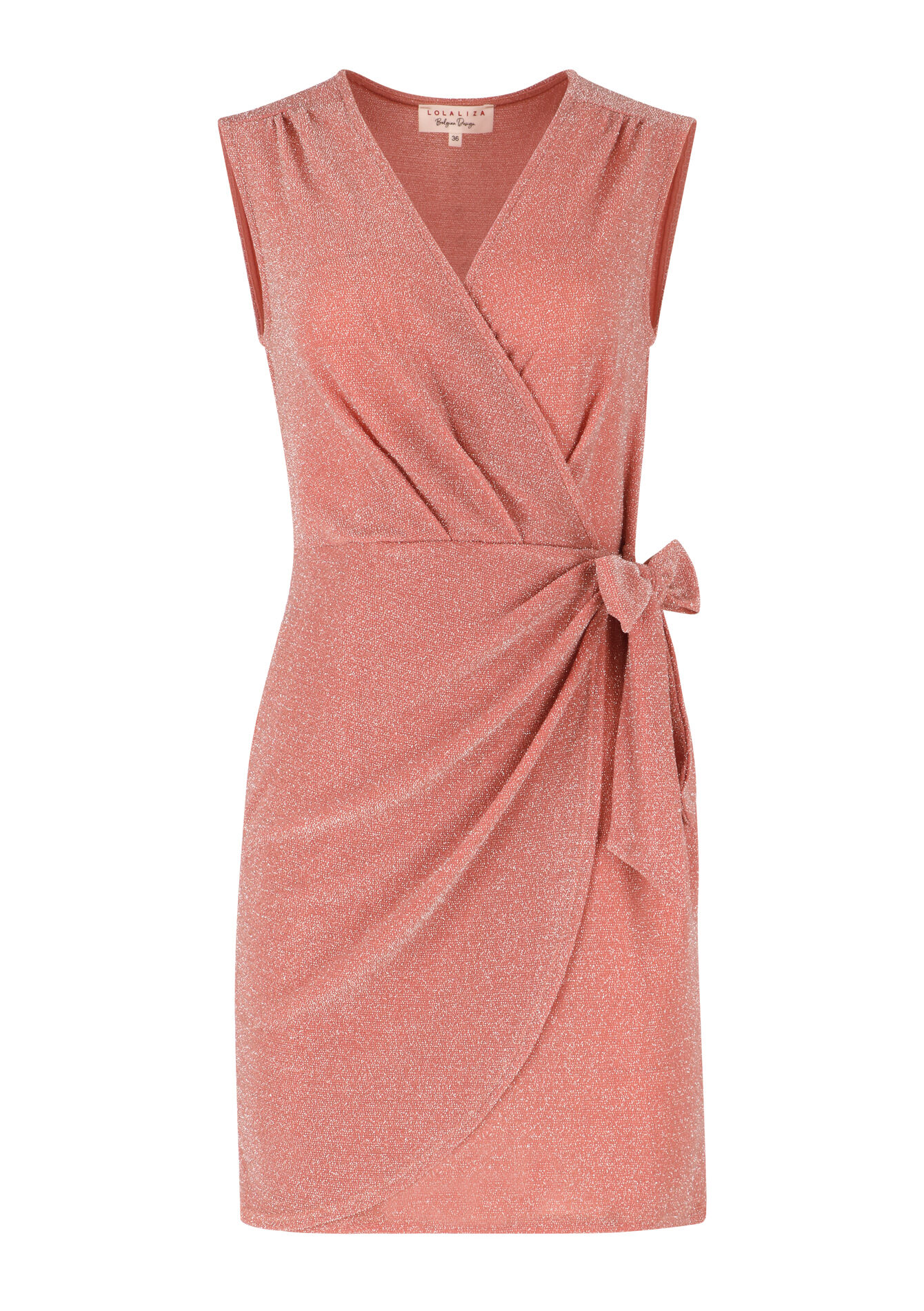 Wrap dress with lurex, Wrap dress with lurex - CORAL PINK - 08103211_1968