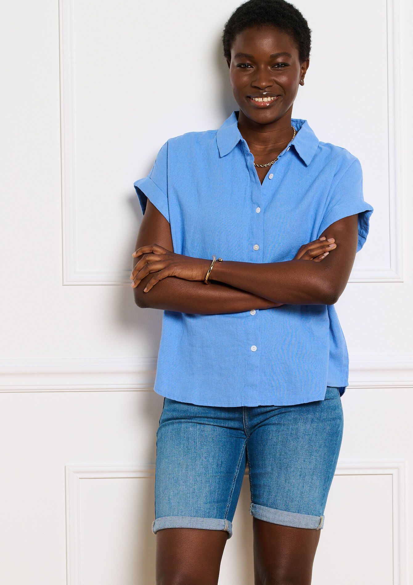 Shirt met korte mouwen, Shirt met korte mouwen - BLUE DENIM - 05702966_1638