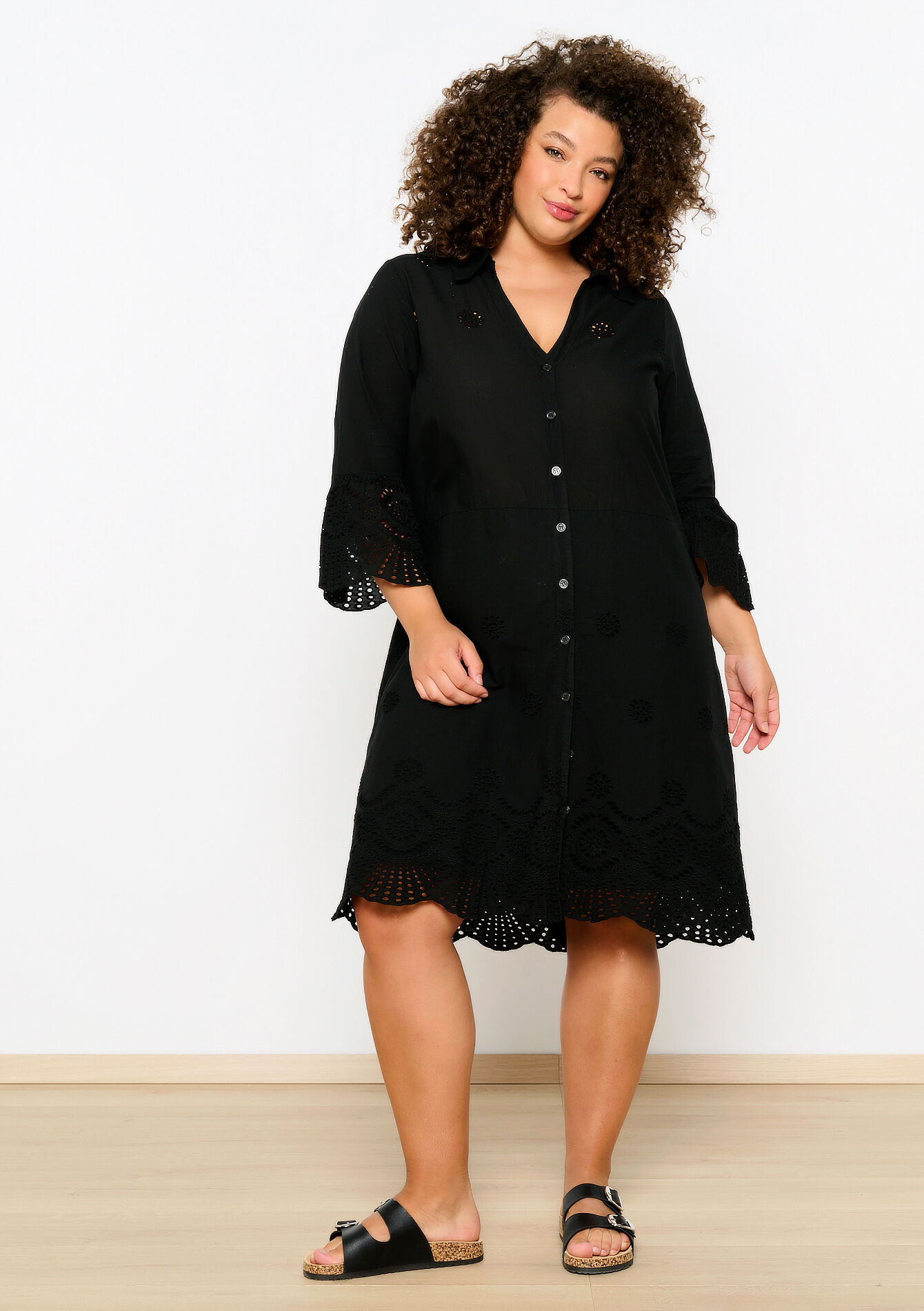 Robe avec broderie anglaise, Robe avec broderie anglaise - BLACK - 08103613_1119